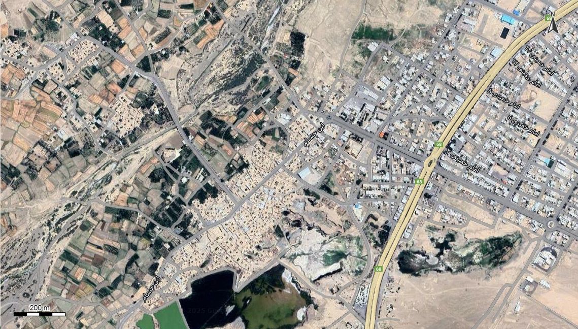 نقشه همراه با تصویر هوایی - ماهواره ای شهر خسوف در اتوکد با مختصات UTM