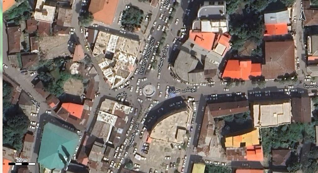 نقشه همراه با تصویر هوایی - ماهواره ای شهر سیاهکل در اتوکد با مختصات UTM