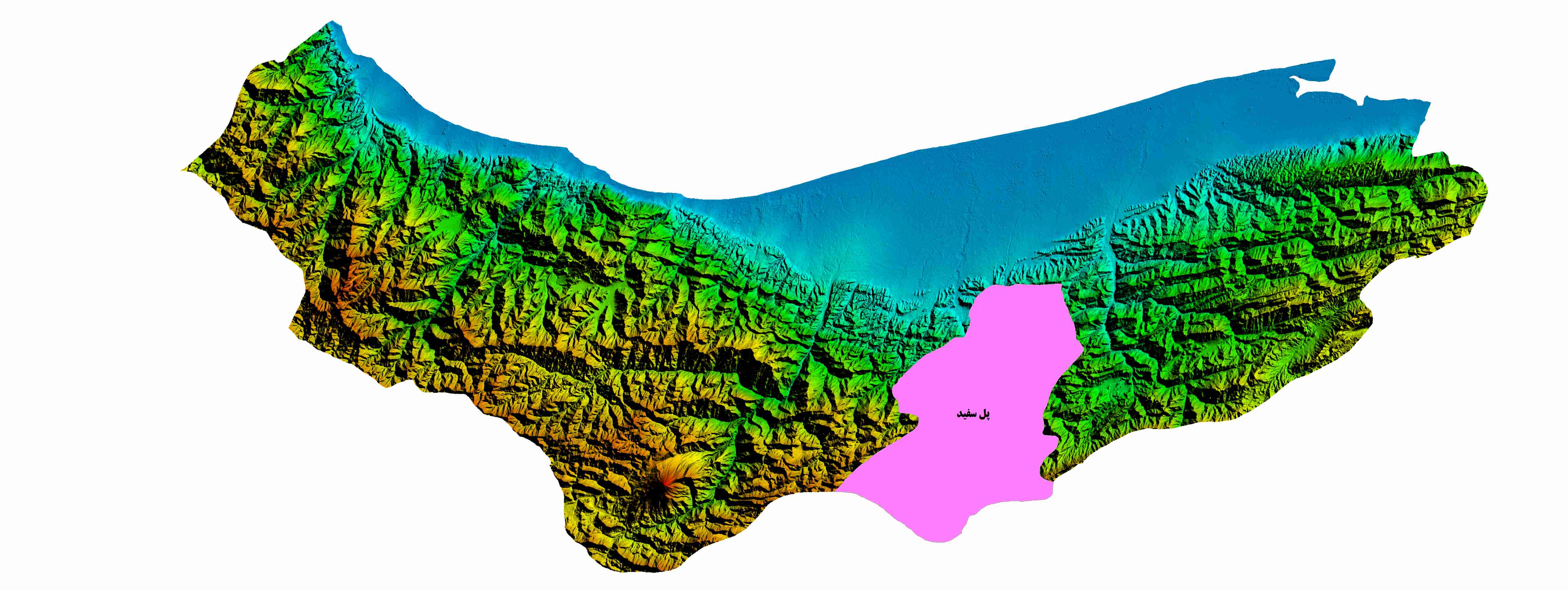 نقشه DEM استان مازندران-شهر پل سفید