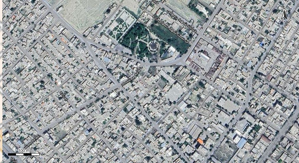 نقشه همراه با تصویر هوایی - ماهواره ای شهر درگز در اتوکد با مختصات UTM