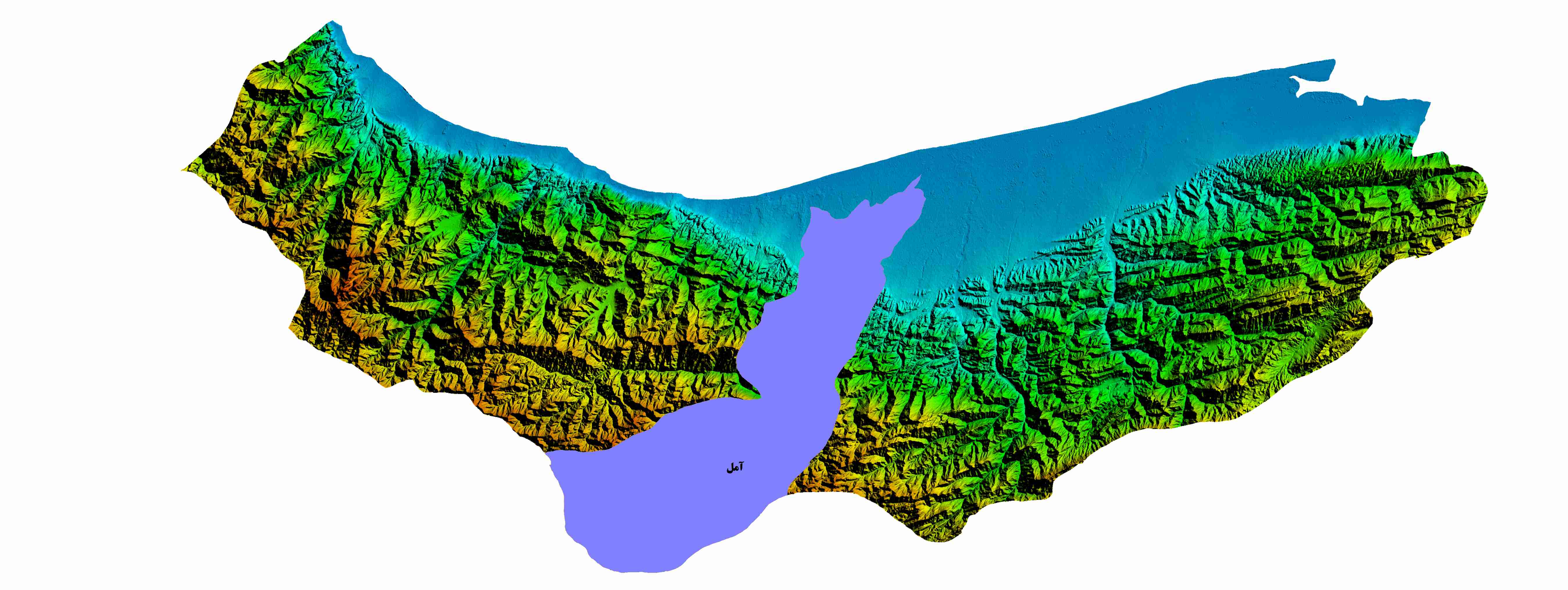 نقشه DEM استان مازندران-شهرآمل