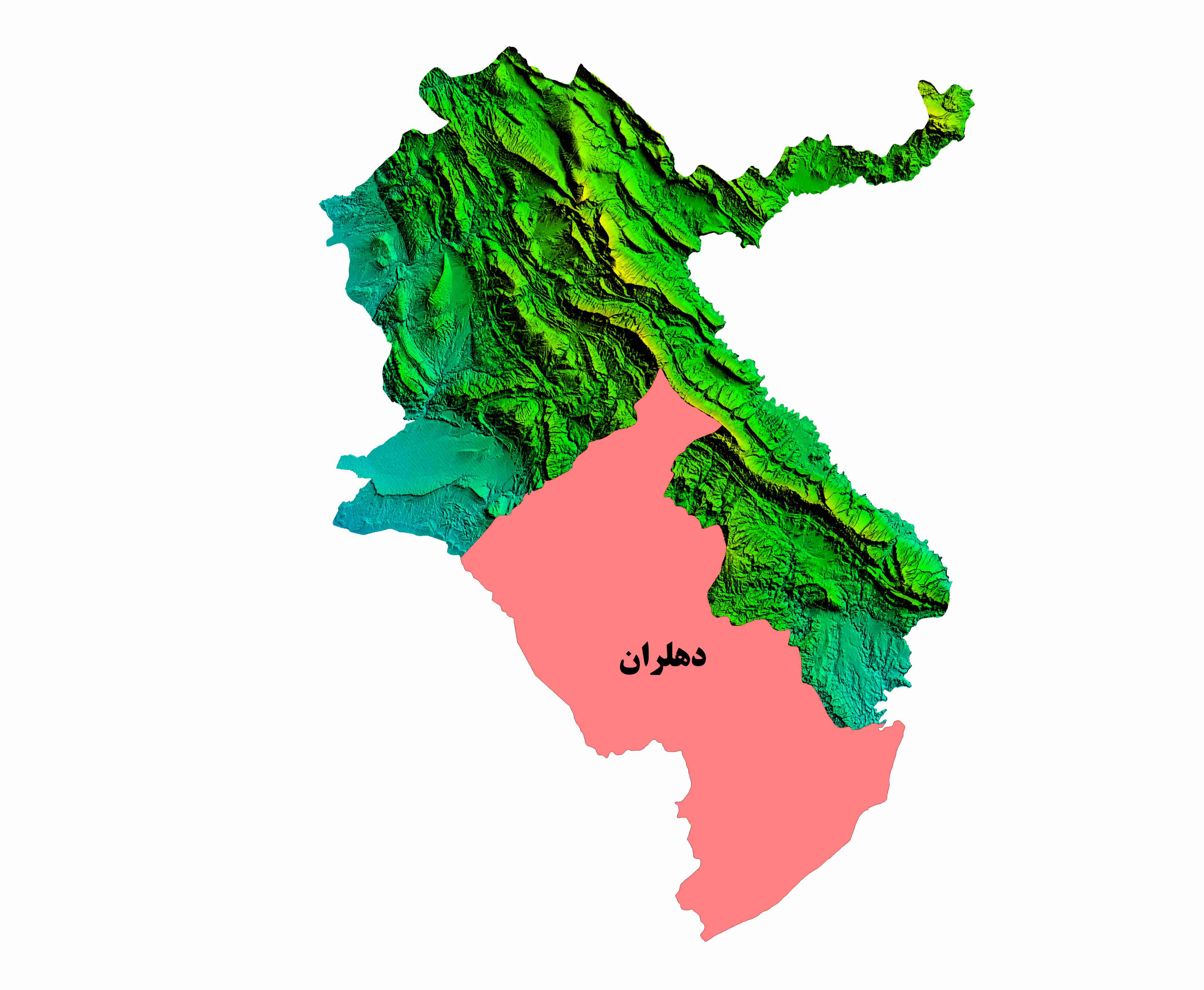 نقشه  DEM استان ایلام-شهرستان دهلران