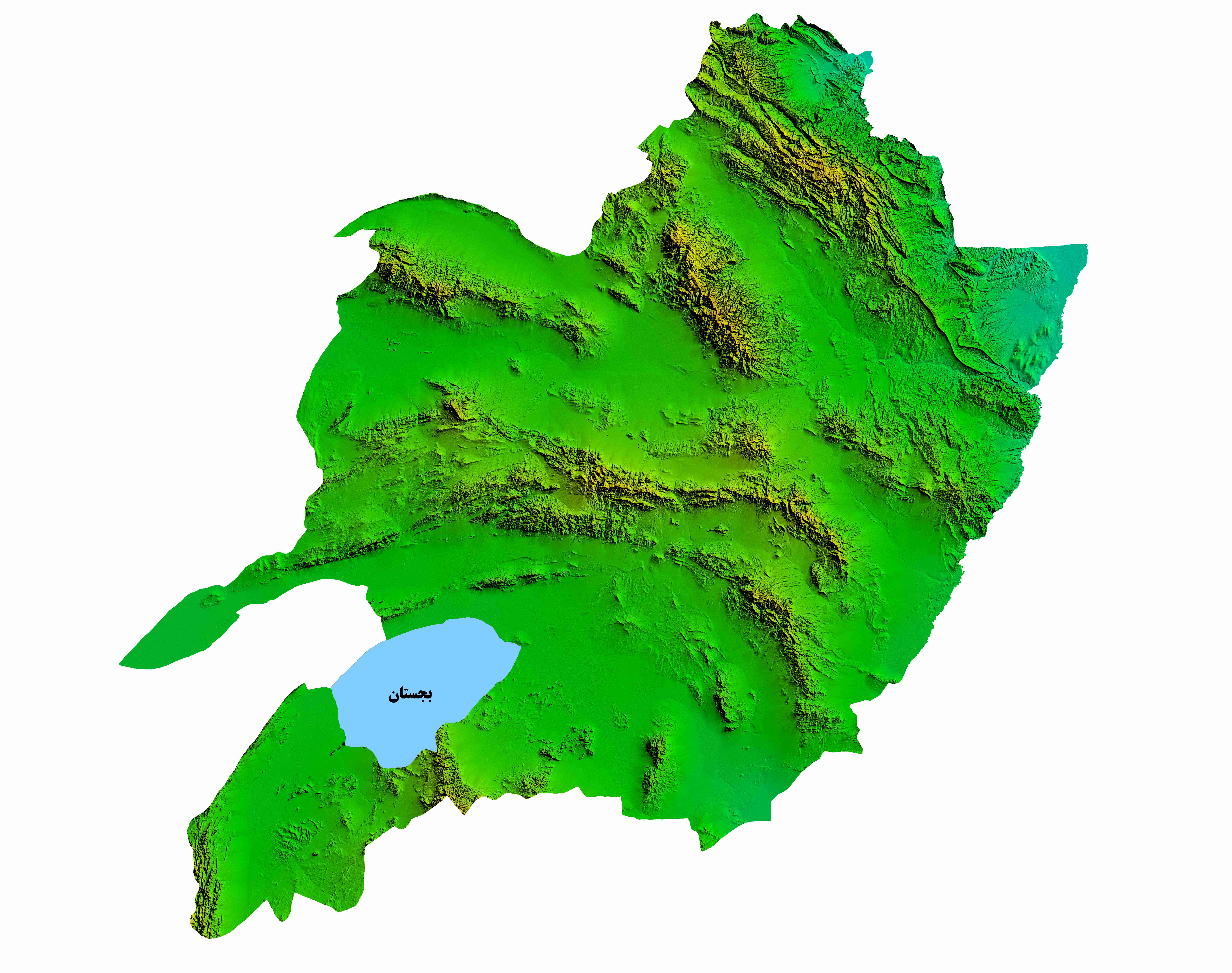 نقشه DEM  استان خراسان رضوی - شهرستان بجستان