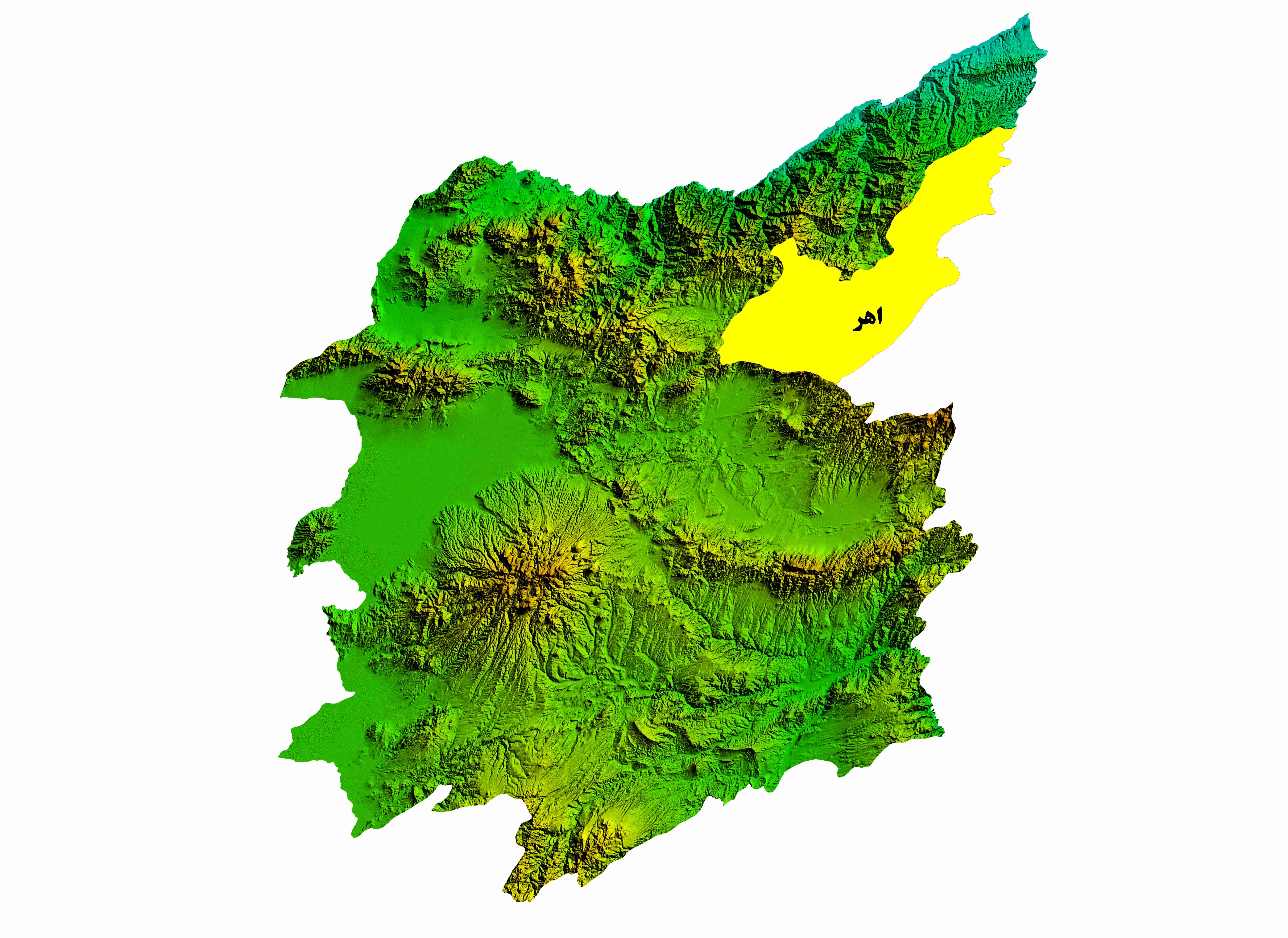 نقشه DEM استان آذربایجان شرقی-شهرستان اهر