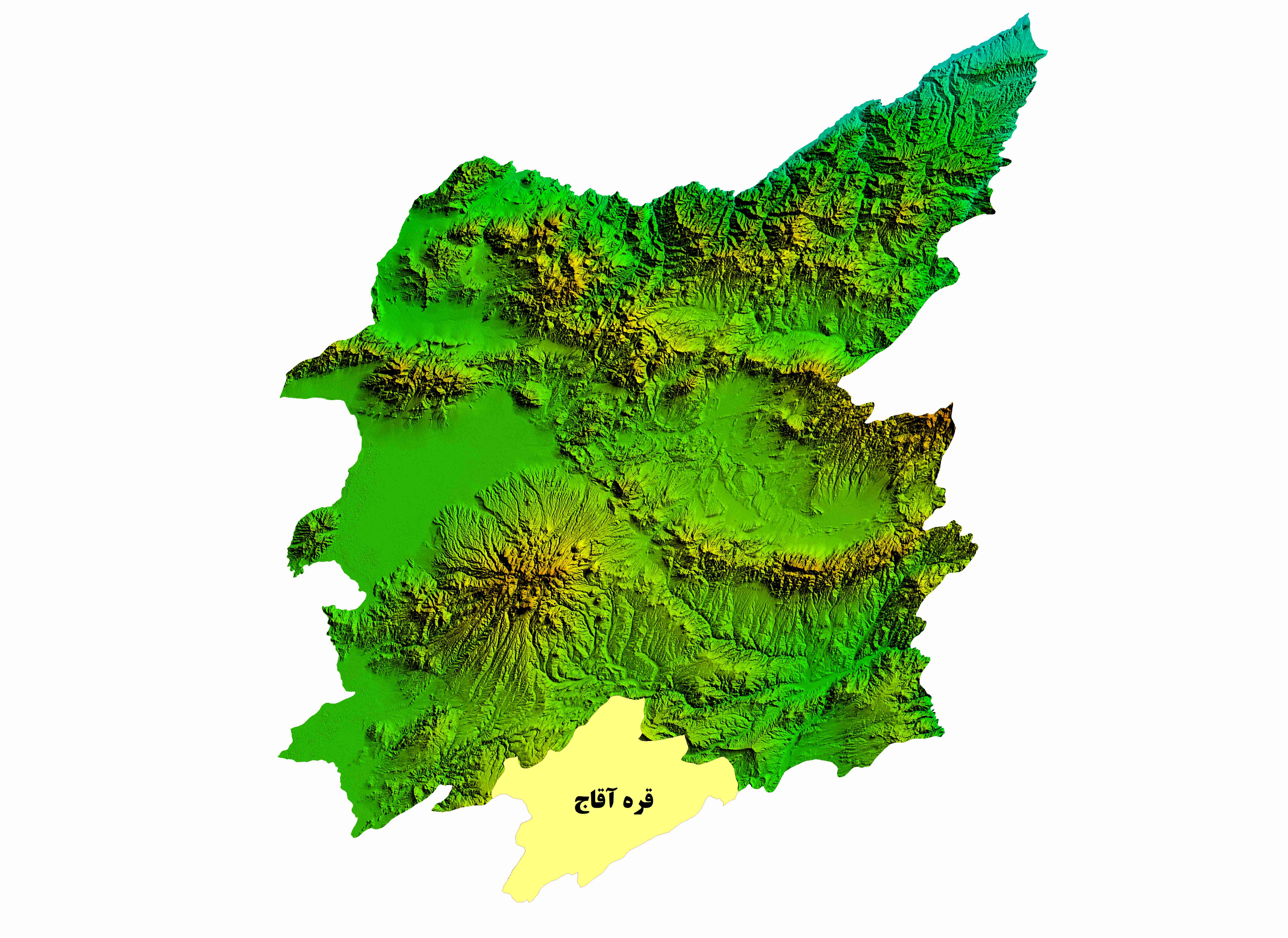 نقشه DEM استان آذربایجان شرقی-شهرستان قره آغاج