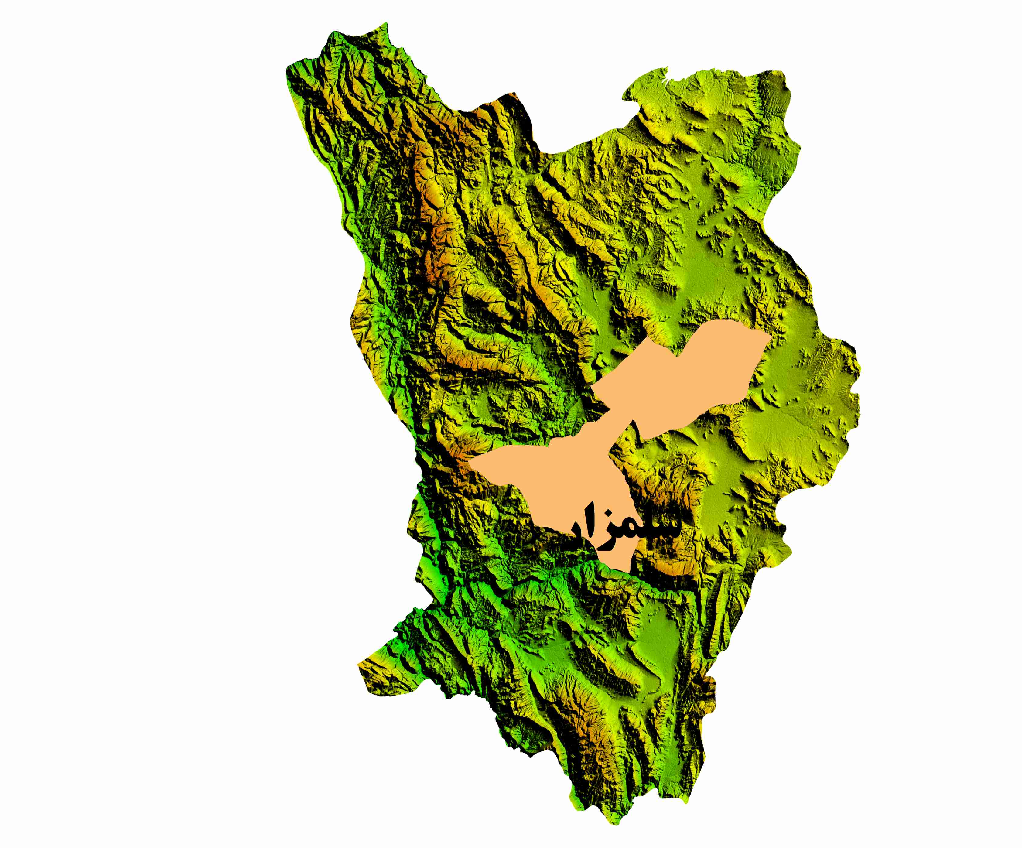 نقشه DEM  استان چهارمحال و بختیاری- شهرستان شلمزار