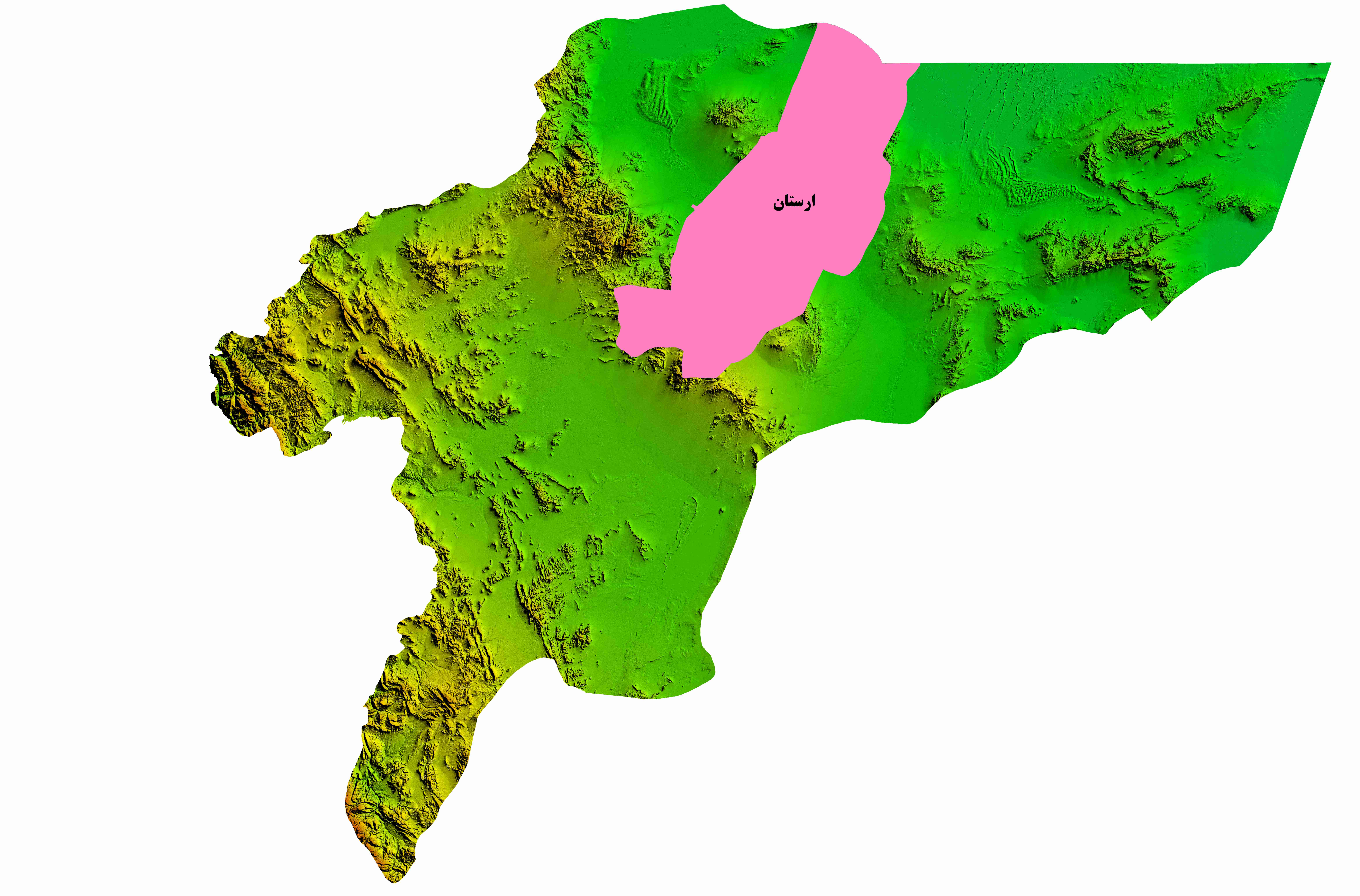 نقشه DEM  استان اصفهان-شهرستان اردستان