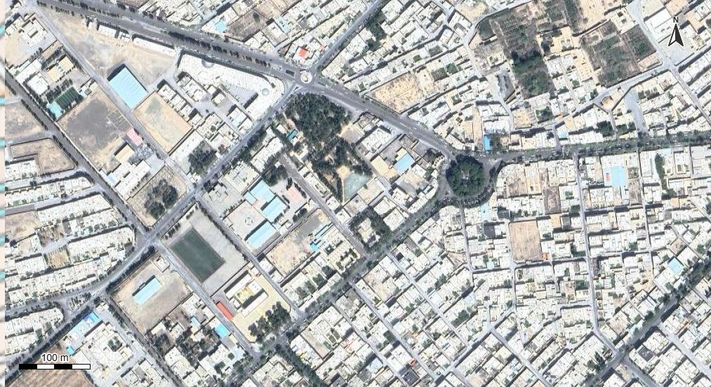 نقشه همراه با تصویر هوایی - ماهواره ای شهر نجف آباد در اتوکد با مختصات UTM