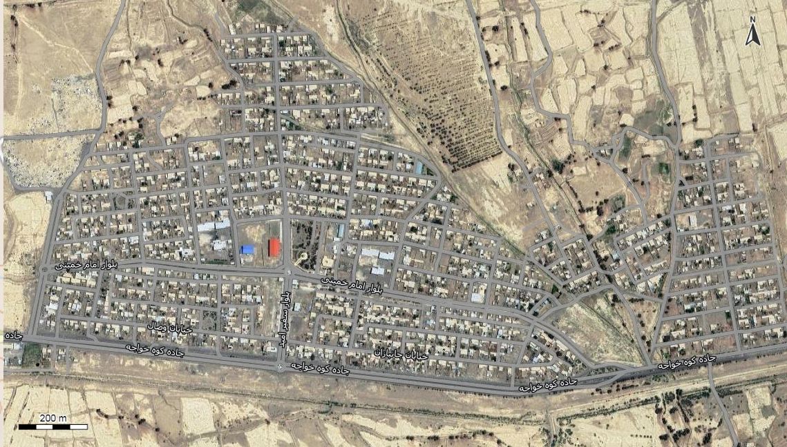 نقشه همراه با تصویر هوایی - ماهواره ای هامون  در اتوکد با مختصات UTM