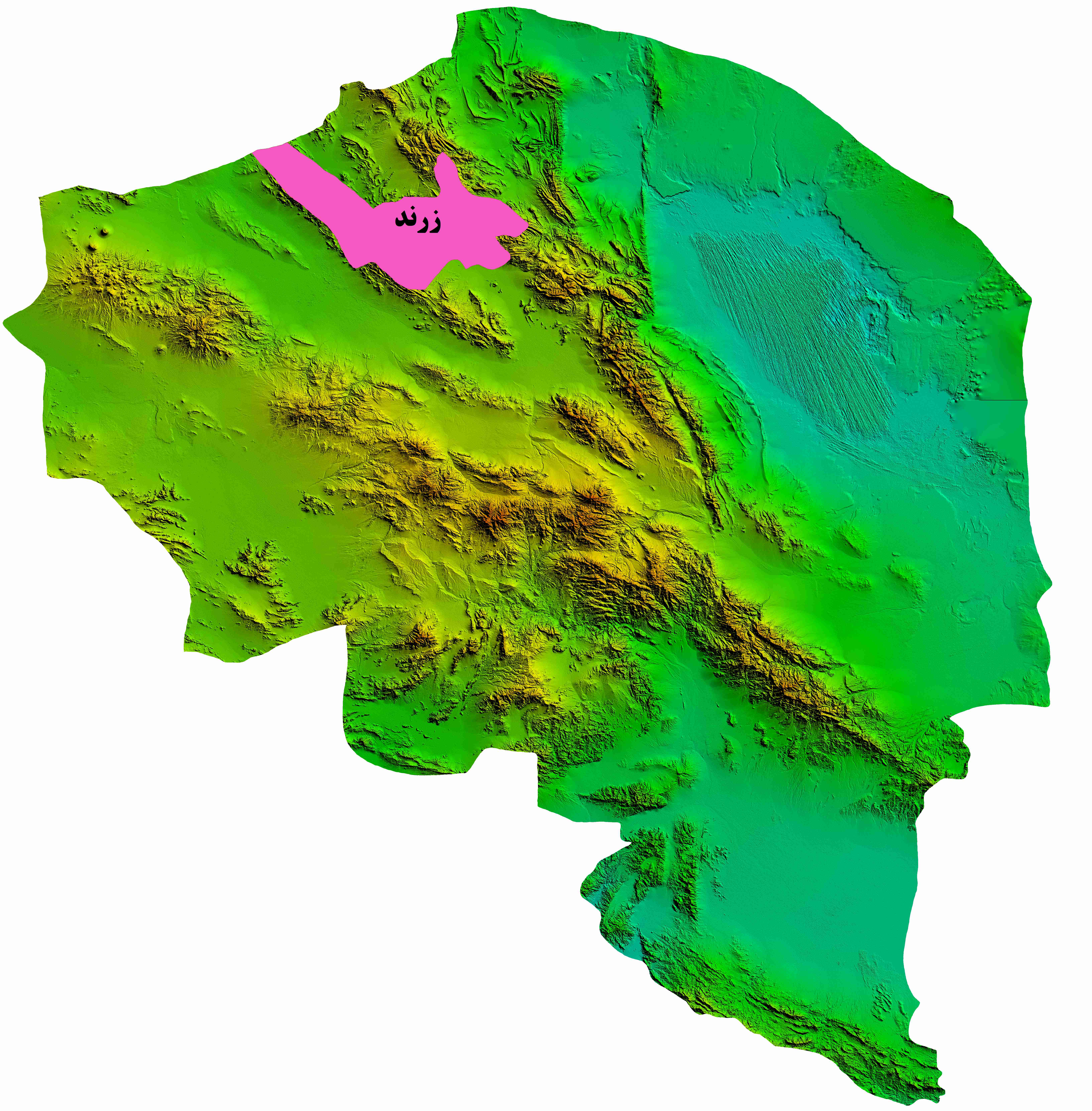 نقشه DEM استان کرمان-شهرستان زرند