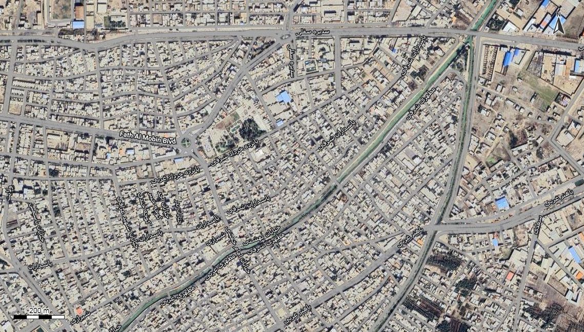 نقشه همراه با تصویر هوایی - ماهواره ای شهر شادگان در اتوکد با مختصات UTM