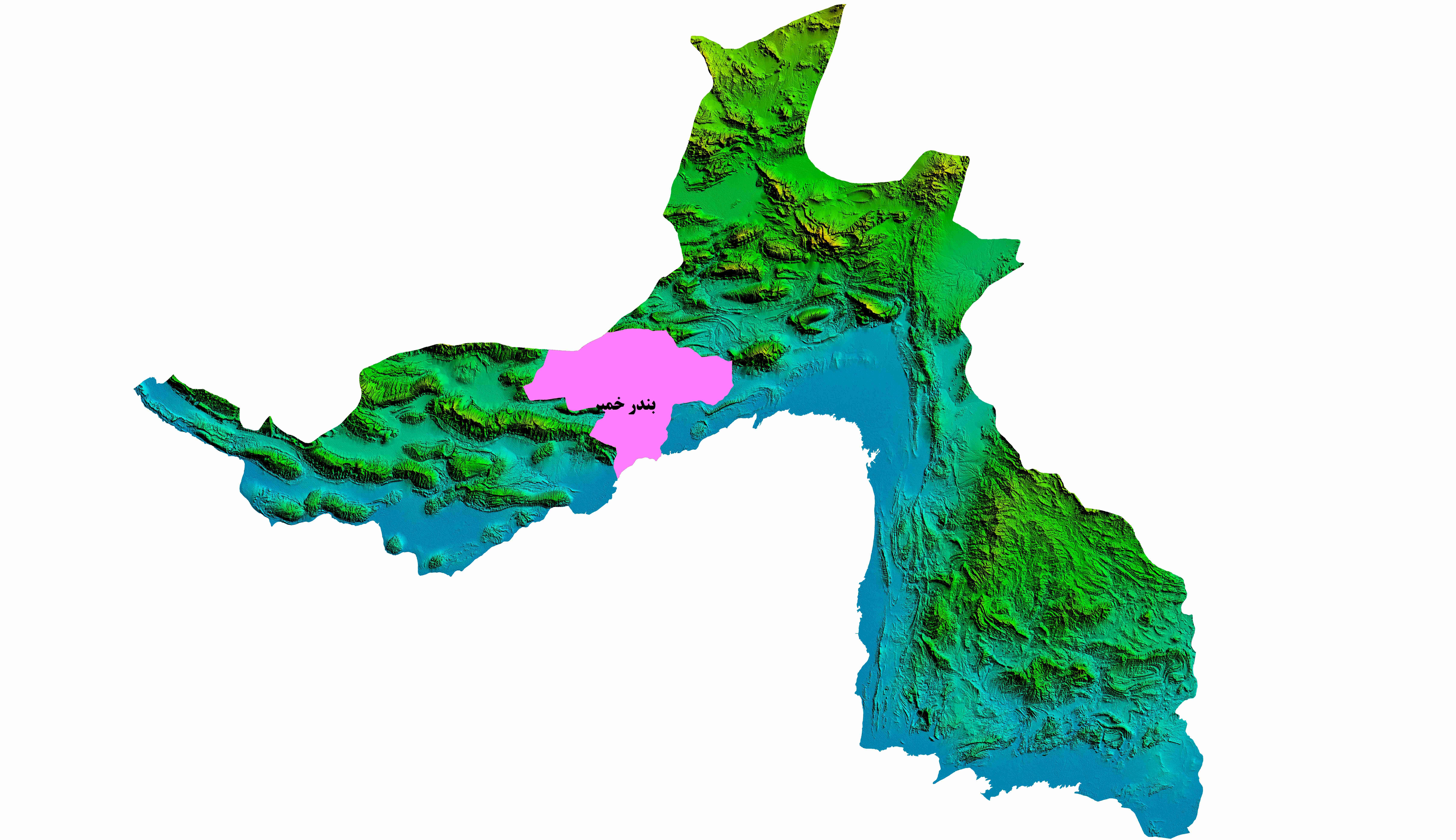 نقشه DEM  استان هرمزگان-بندرخمیر