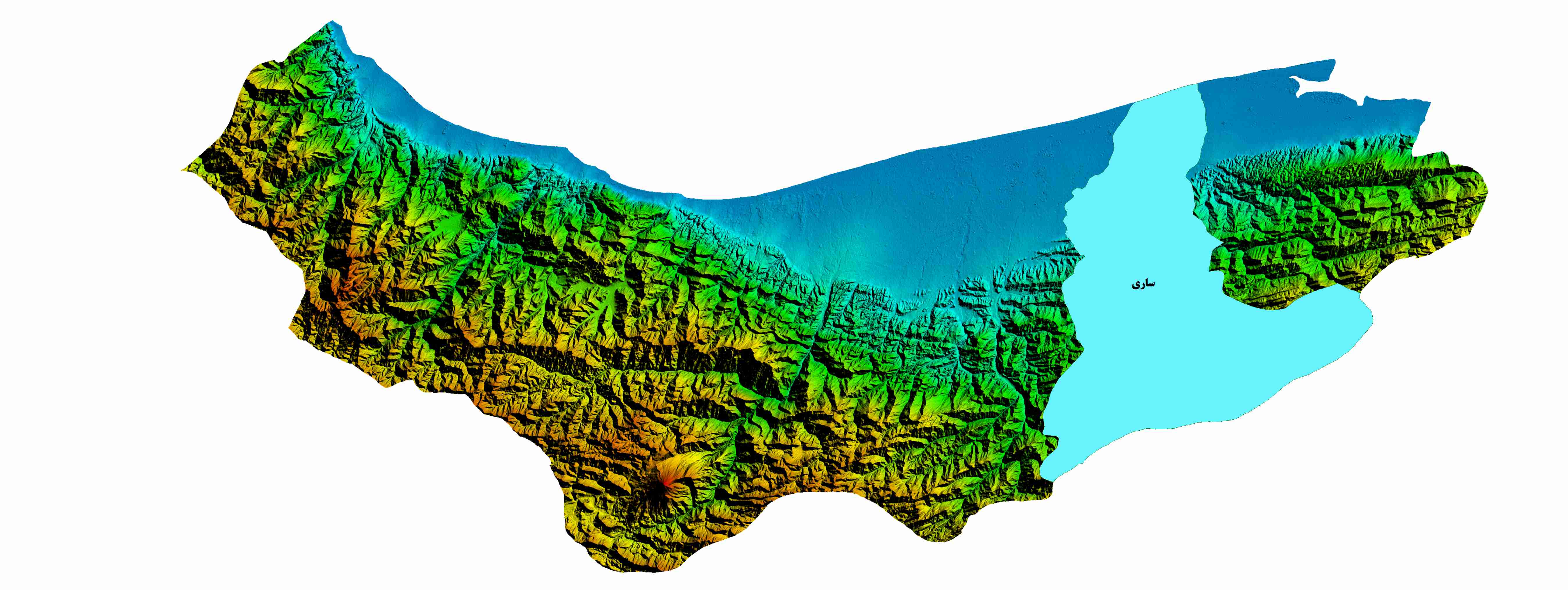 نقشه DEM استان مازندران-شهر ساری