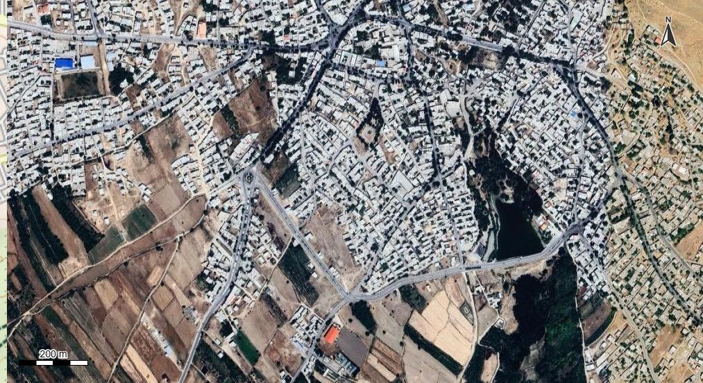 نقشه همراه با تصویر هوایی - ماهواره ای شهر سمیرم در اتوکد با مختصات UTM