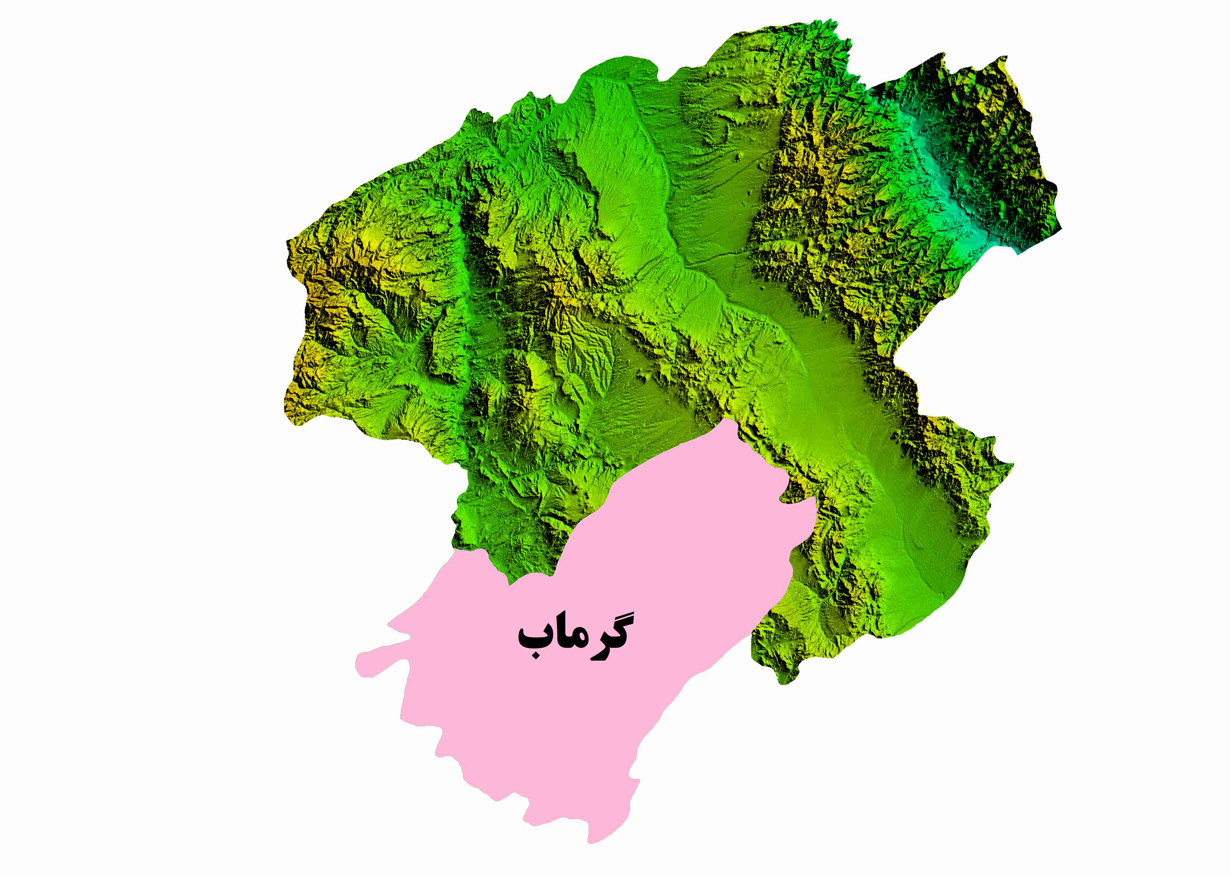 نقشه DEM  استان زنجان-شهرستان گرماب