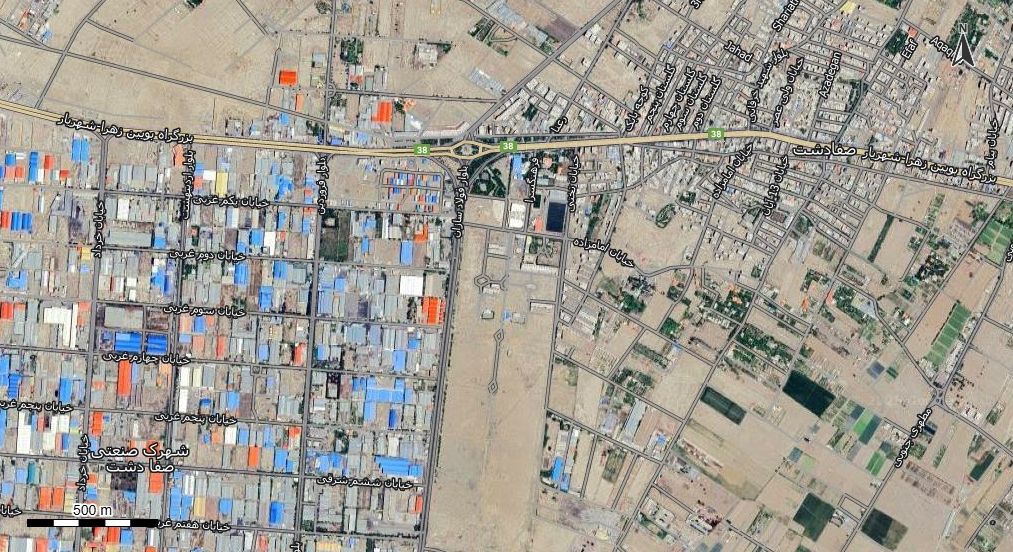 نقشه با تصویر هوایی - ماهواره ای شهر صفادشت در اتوکد با مختصات UTM
