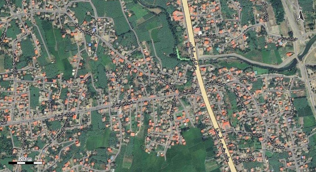 نقشه همراه با تصویر هوایی - ماهواره ای شهر لوندویل در اتوکد با مختصات UTM