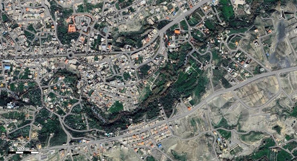 نقشه همراه با تصویر هوایی - ماهواره ای طرقبه در اتوکد با مختصات UTM