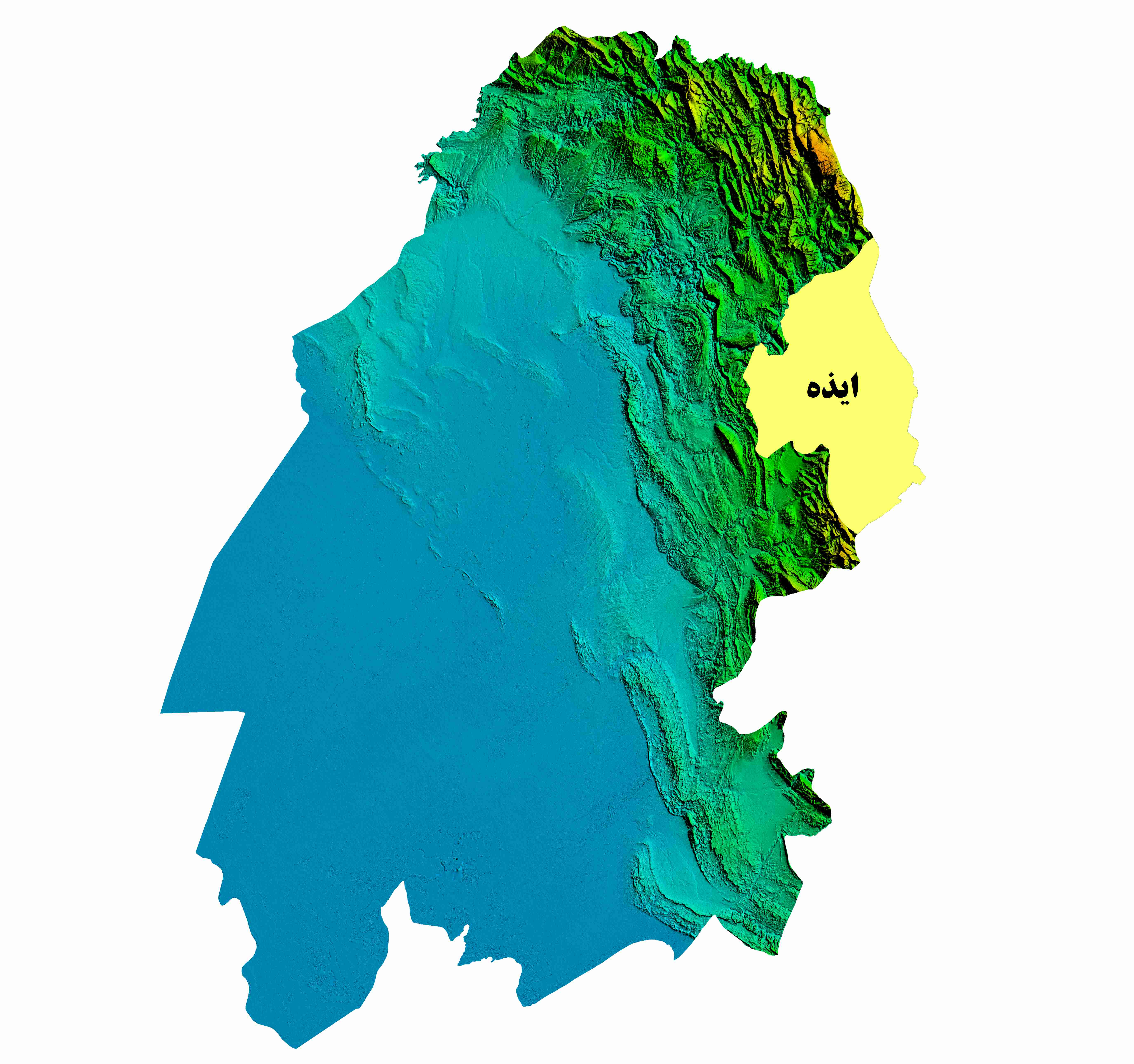 نقشه DEM  استان خوزستان-شهرستان  ایذه