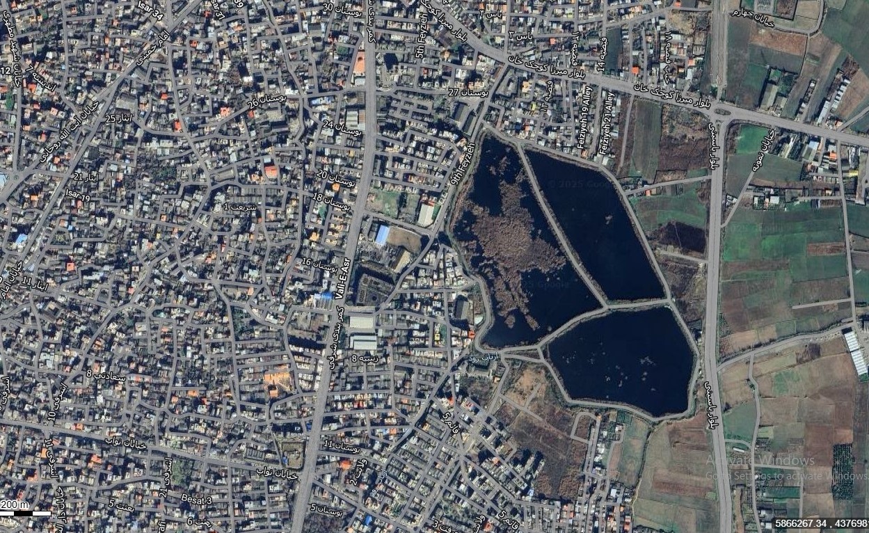 نقشه همراه با تصویر هوایی ماهواره ای شهر بابل  در اتوکد با مختصات UTM