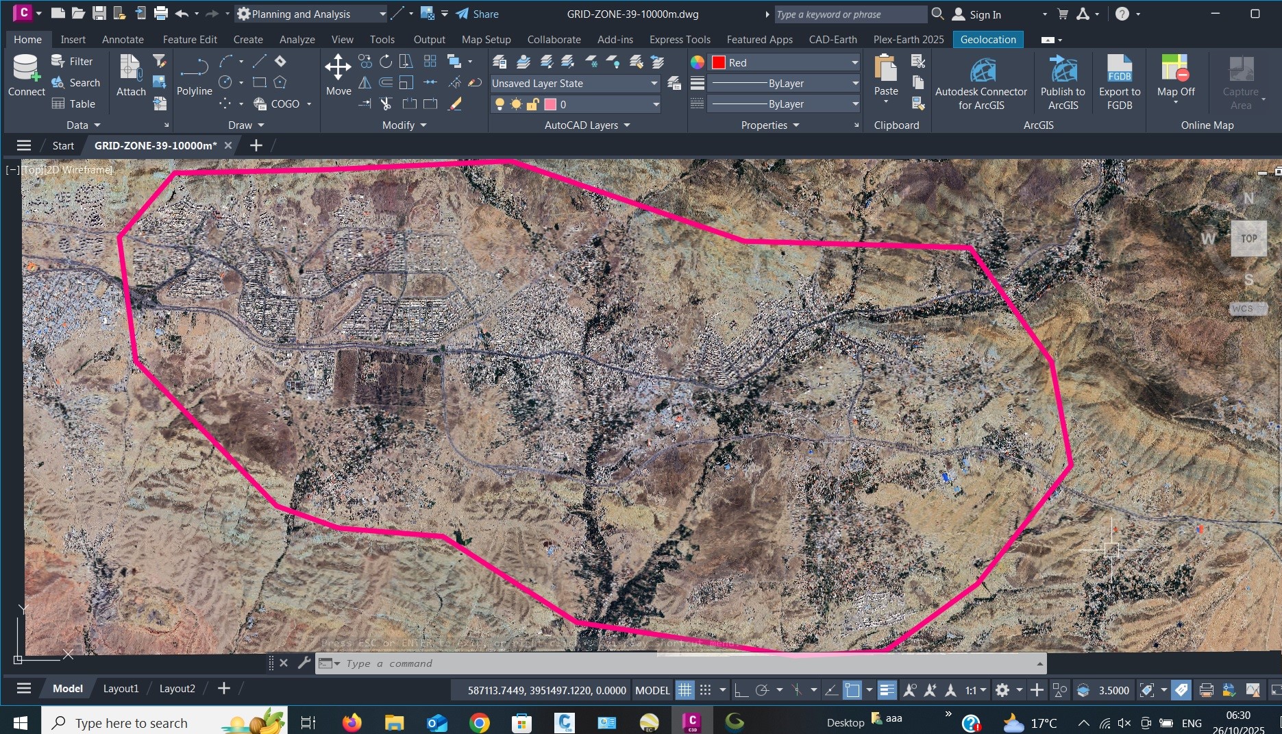 نقشه با تصویر هوایی ماهواره ای شهر بومهن با مختصات UTM