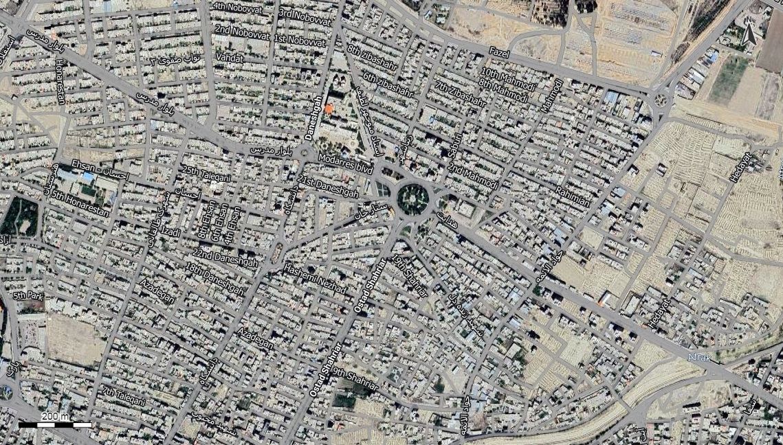 نقشه همراه با تصویرهوایی - ماهواره ای شهر شیروان در اتوکد با مختصات UTM