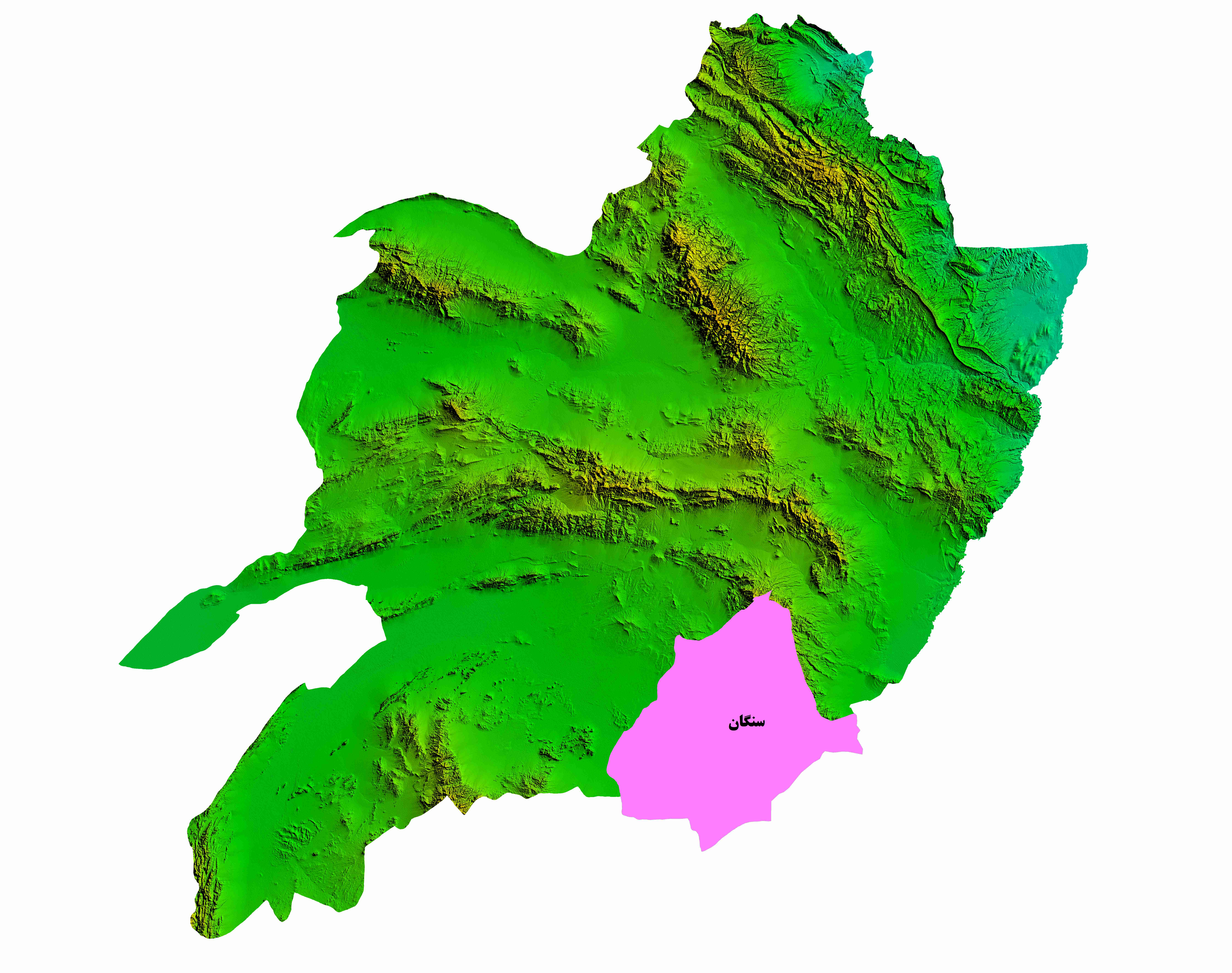 نقشه DEM  استان خراسان رضوی - شهرستان سنگان