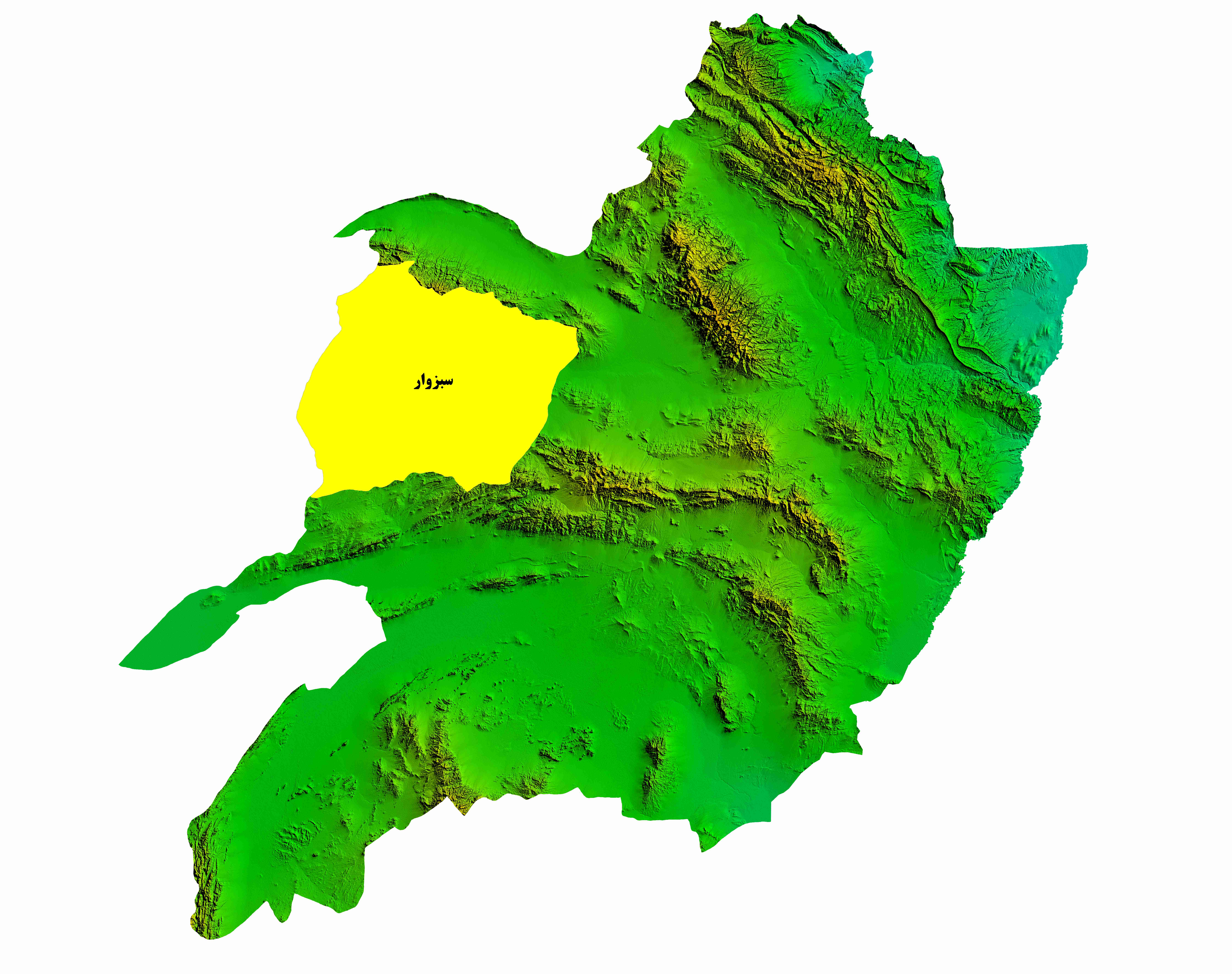 نقشه DEM  استان خراسان رضوی - شهرستان سبزوار