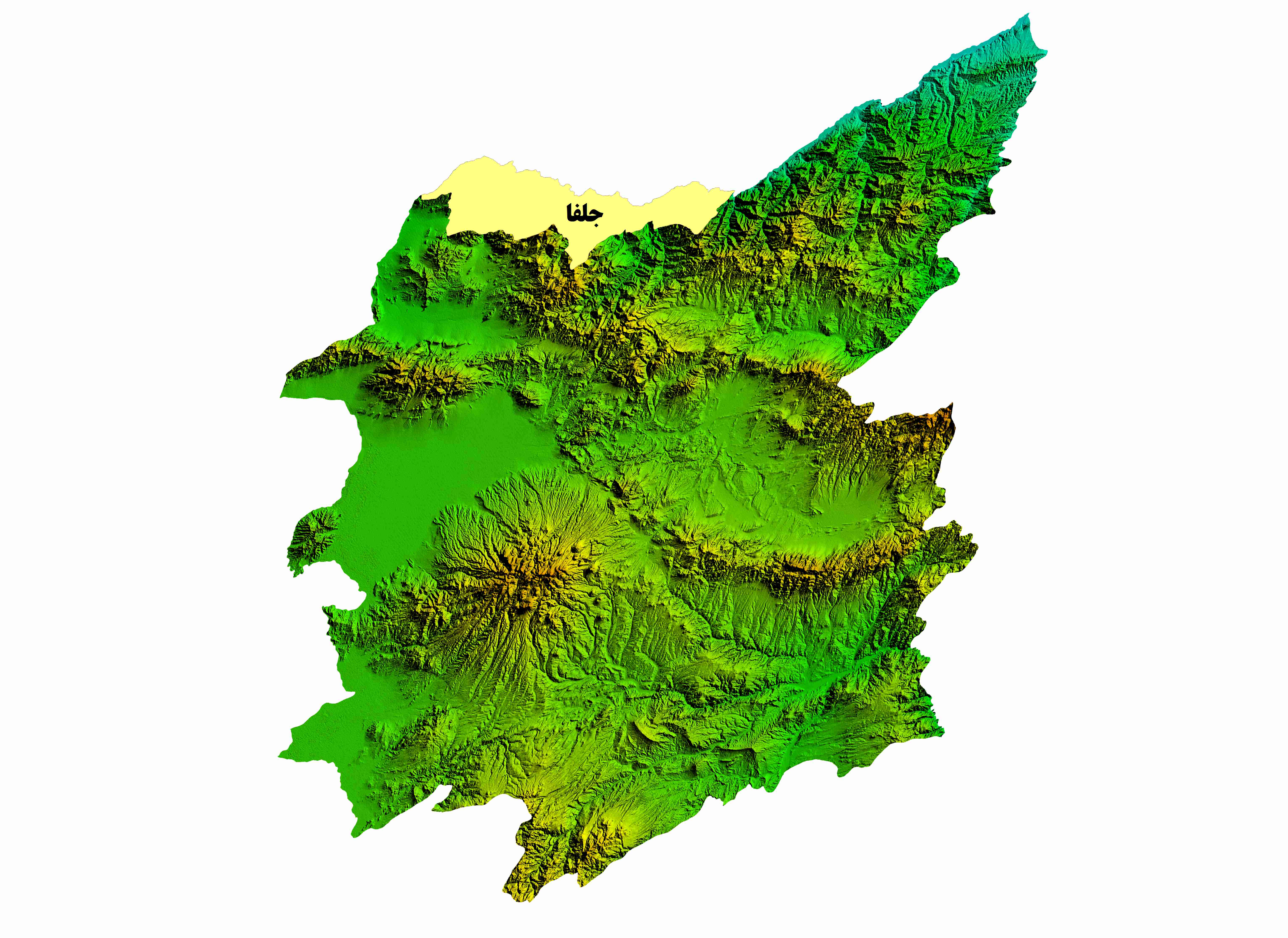نقشه DEM استان آذربایجان شرقی-شهرستان جلفا