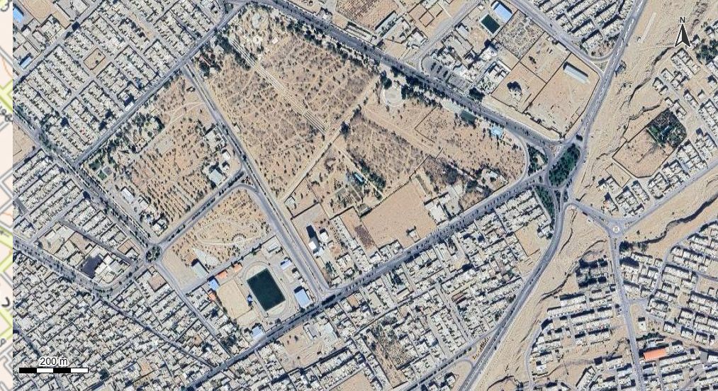 نقشه همراه با تصویر هوایی - ماهواره ای شهر داراب در اتوکد با مختصات UTM