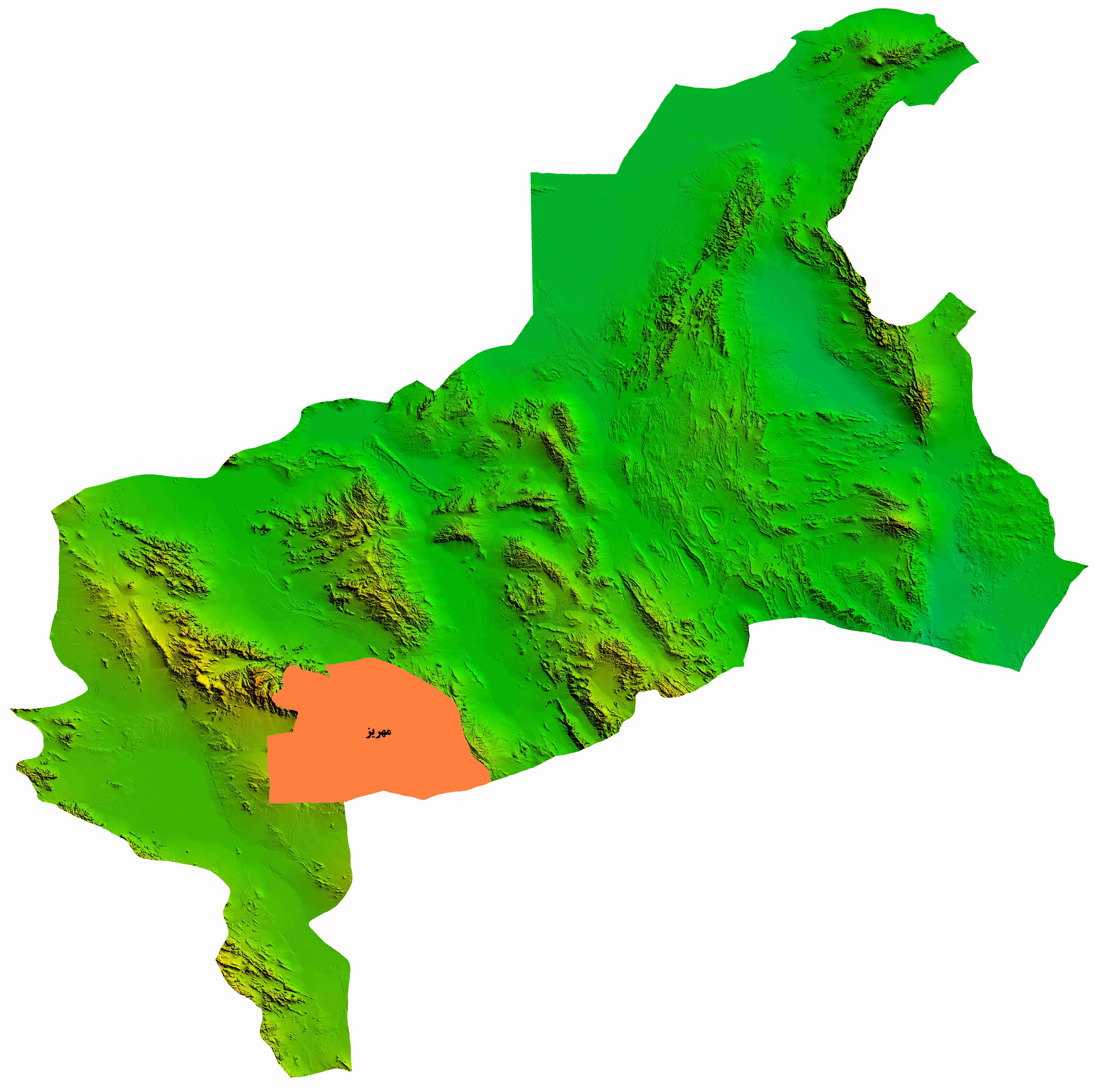 نقشه DEM  استان یزد-شهرستان مهریز