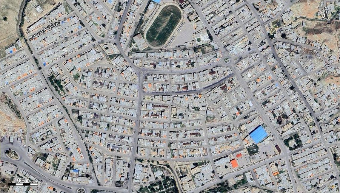 نقشه همراه با تصویر هوایی - ماهواره ای شهر هفتکل در اتوکد با مختصات UTM