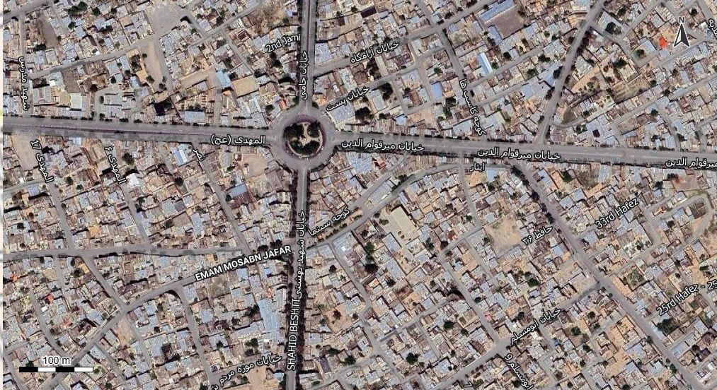 نقشه همراه با تصویر هوایی - ماهواره ای شهر تربت جام در اتوکد با مختصات UTM