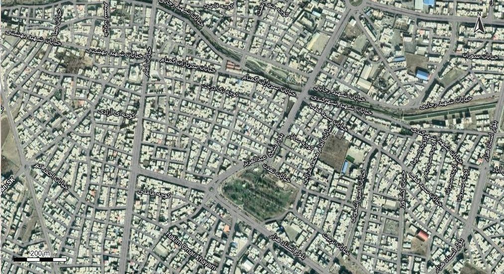 نقشه همراه با تصویر هوایی - ماهواره ای شهر اشنویه در اتوکد با مختصات UTM