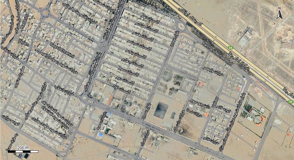 نقشه همراه با تصویر هوایی - ماهواره ای ایوانکی  در اتوکد با مختصات UTM