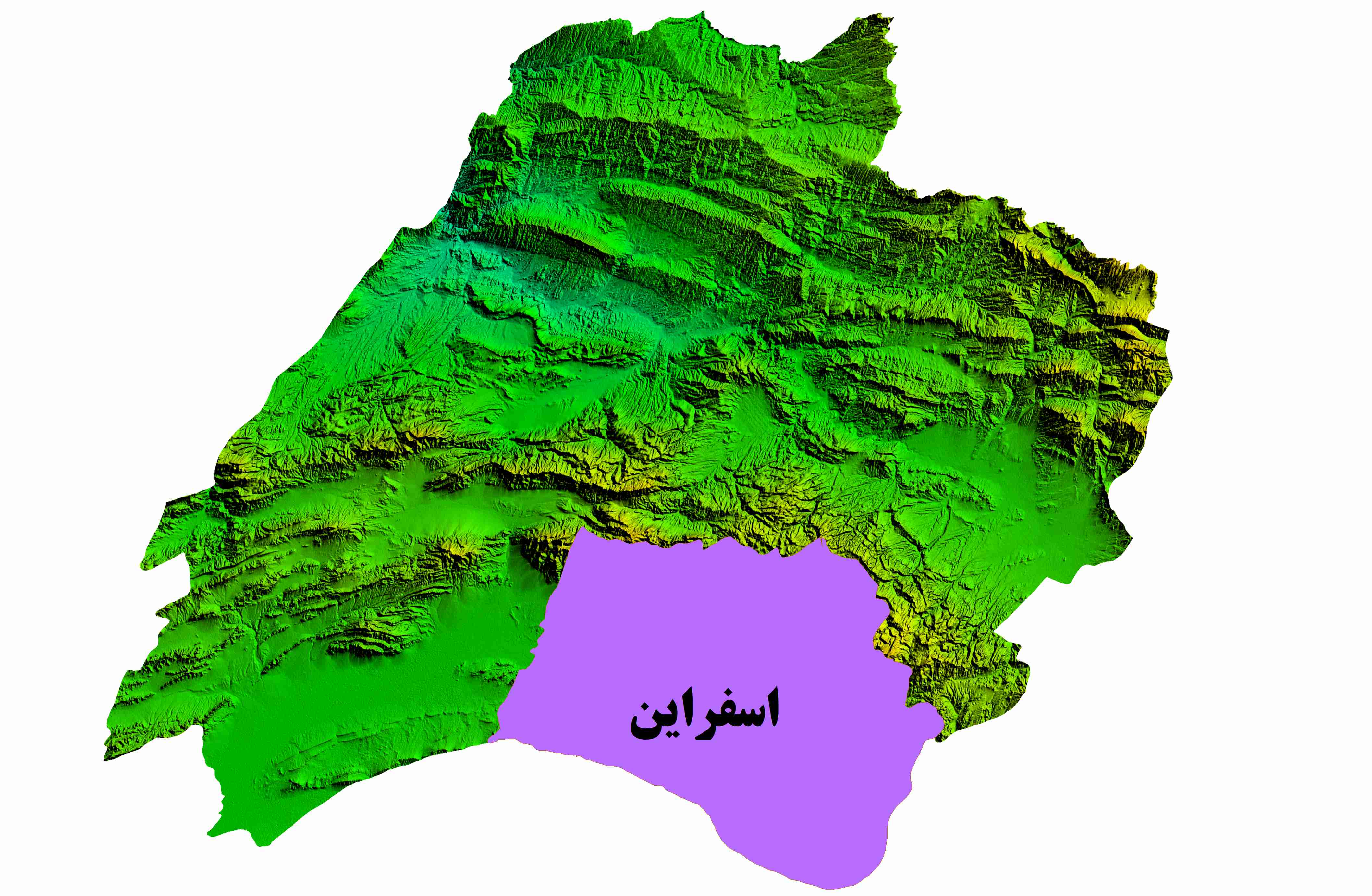 نقشه DEM استان خراسان شمالی-شهرستان اسفراین