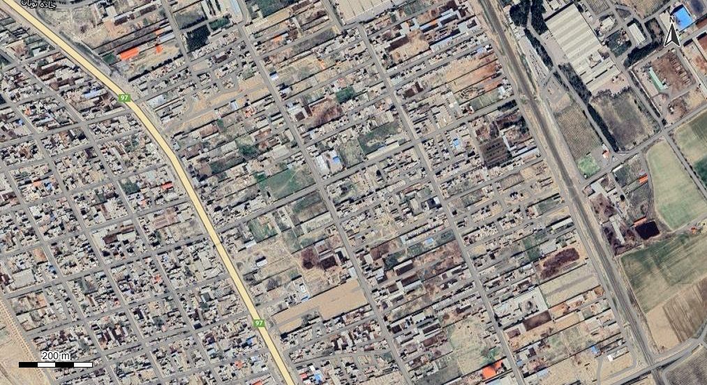 نقشه همراه با تصویر هوایی - ماهواره ای تپه سلام در اتوکد با مختصات UTM