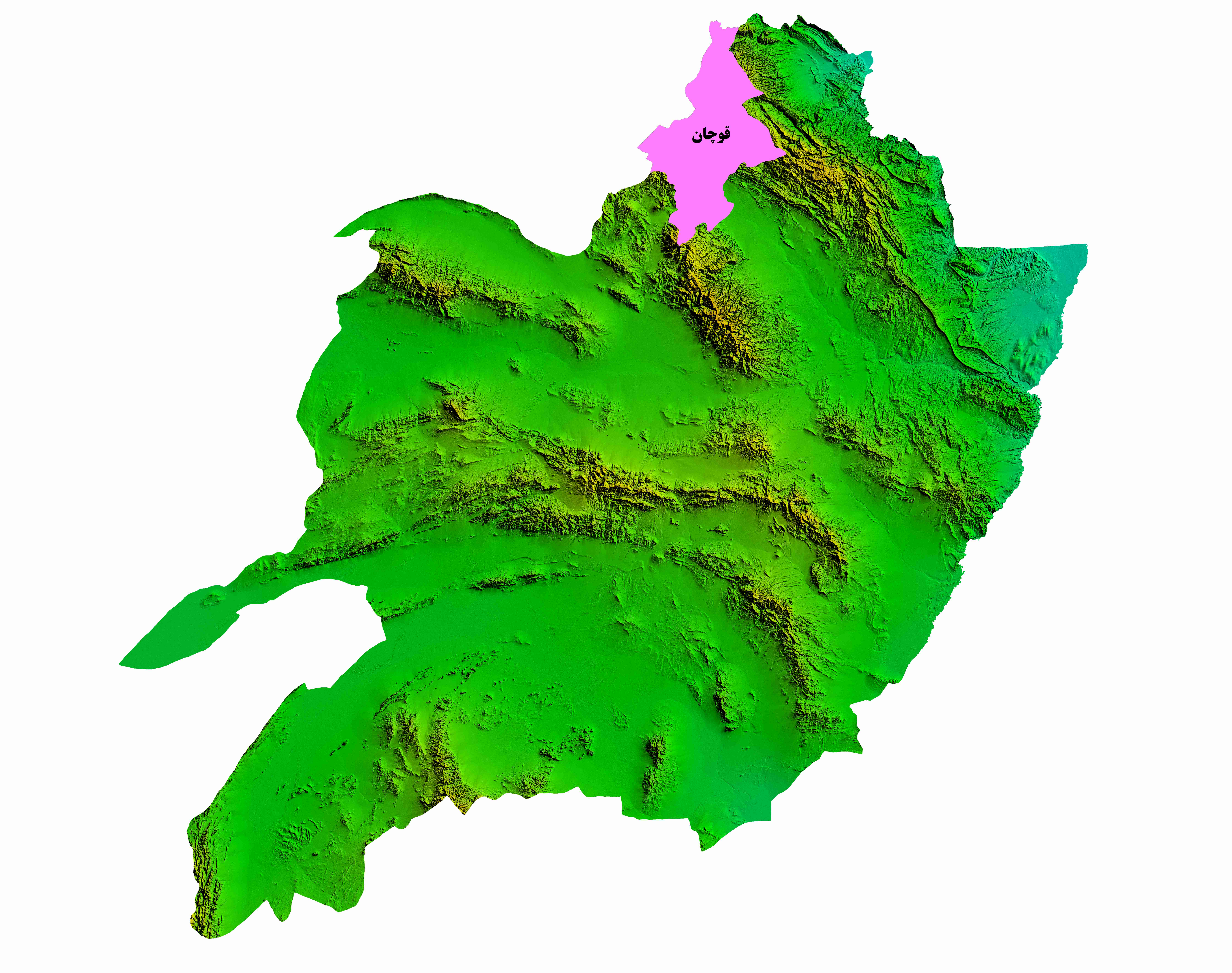 نقشه DEM  استان خراسان رضوی - شهرستان قوچان
