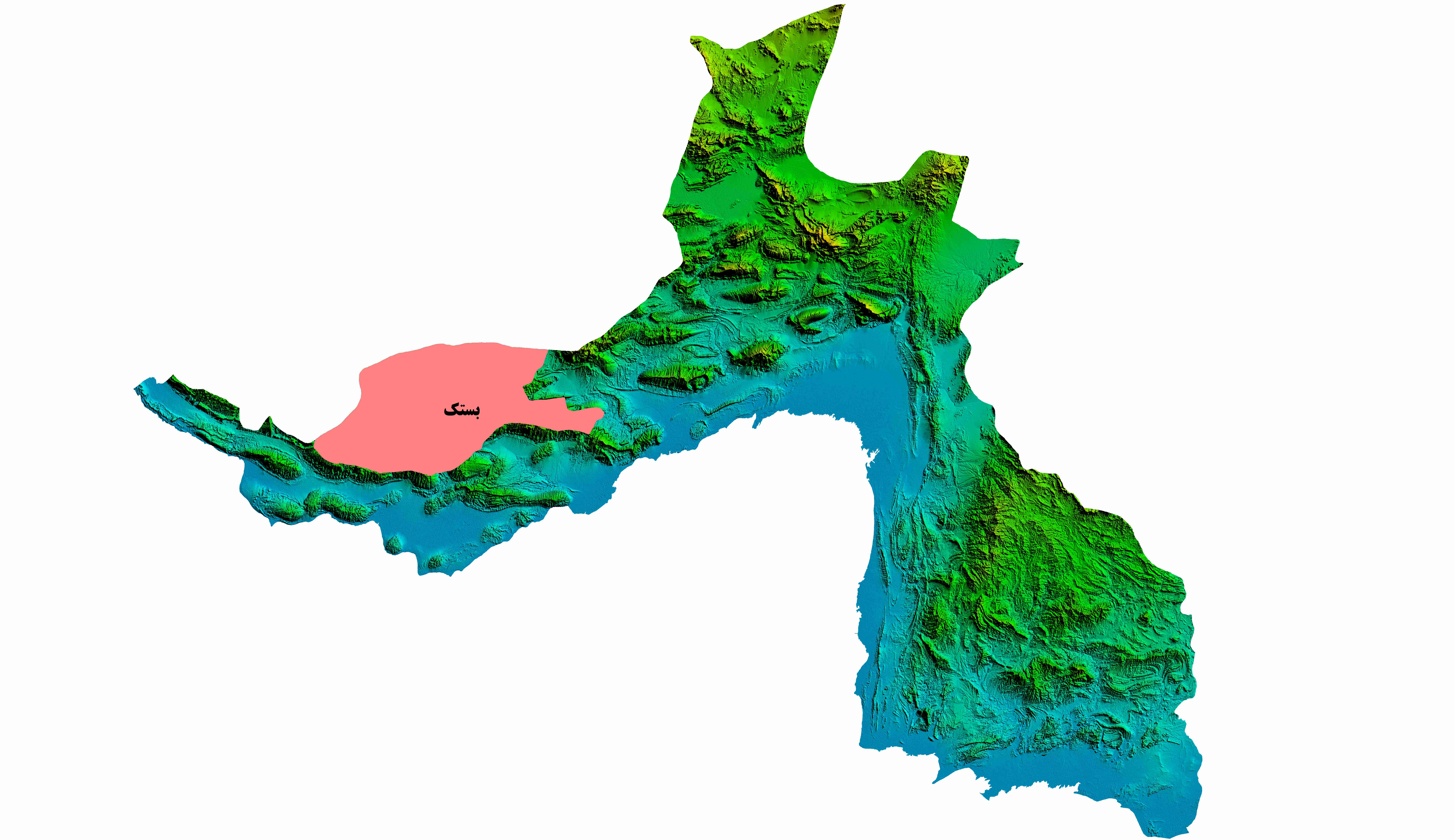 نقشه DEM  استان هرمزگان-شهرستان بستک