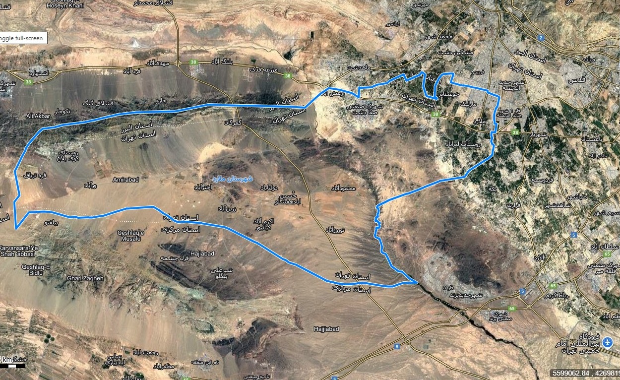 نقشه با تصویر هوایی ماهواره ای شهر ملارد در اتوکد با مختصات UTM