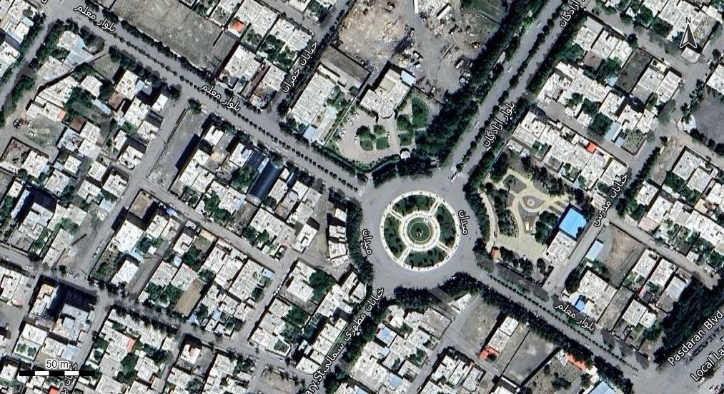 نقشه همراه با تصویر هوایی - ماهواره ای جغتای در اتوکد با مختصات UTM