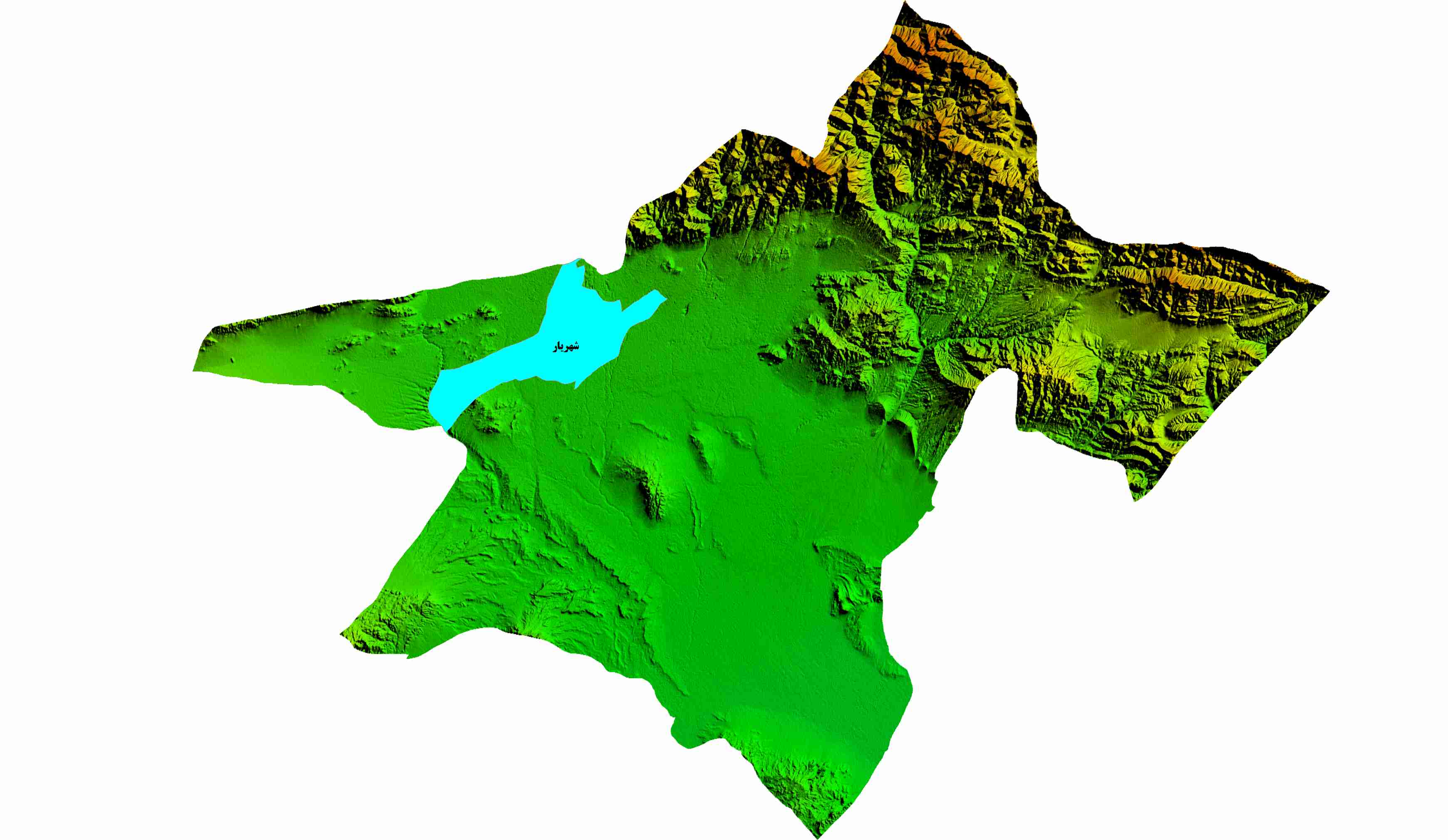 نقشه DEM استان تهران-شهر شهریار