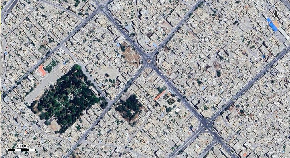 نقشه همراه با تصویر هوایی - ماهواره ای شهر کازرون در اتوکد با مختصات UTM