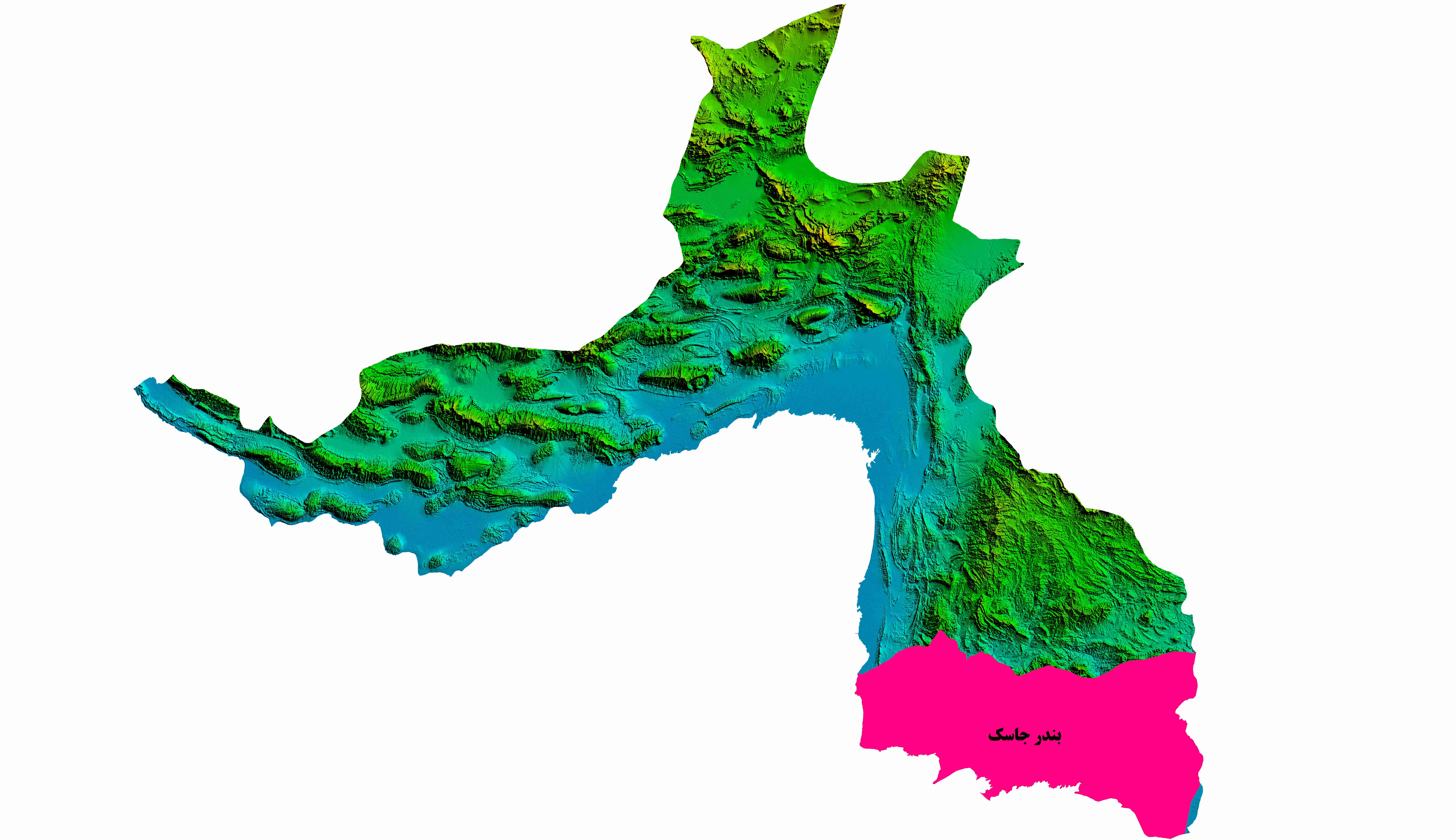 نقشه DEM  استان هرمزگان-بندرجاسک