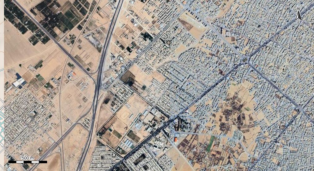 نقشه همراه با تصویر هوایی - ماهواره ای شهر شهر رضا در اتوکد با مختصات UTM