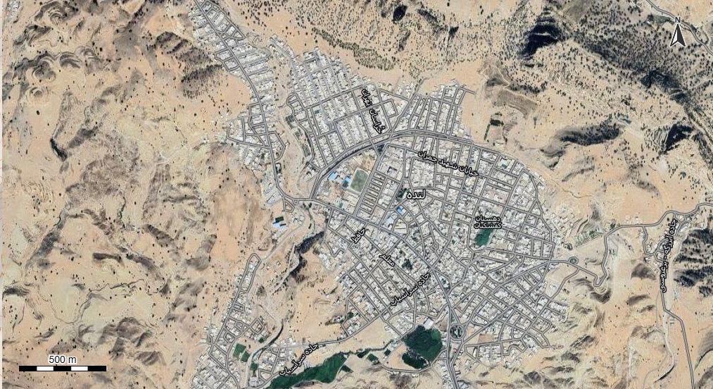 نقشه همراه با تصویر هوایی - ماهواره ای لنده در اتوکد با مختصات UTM