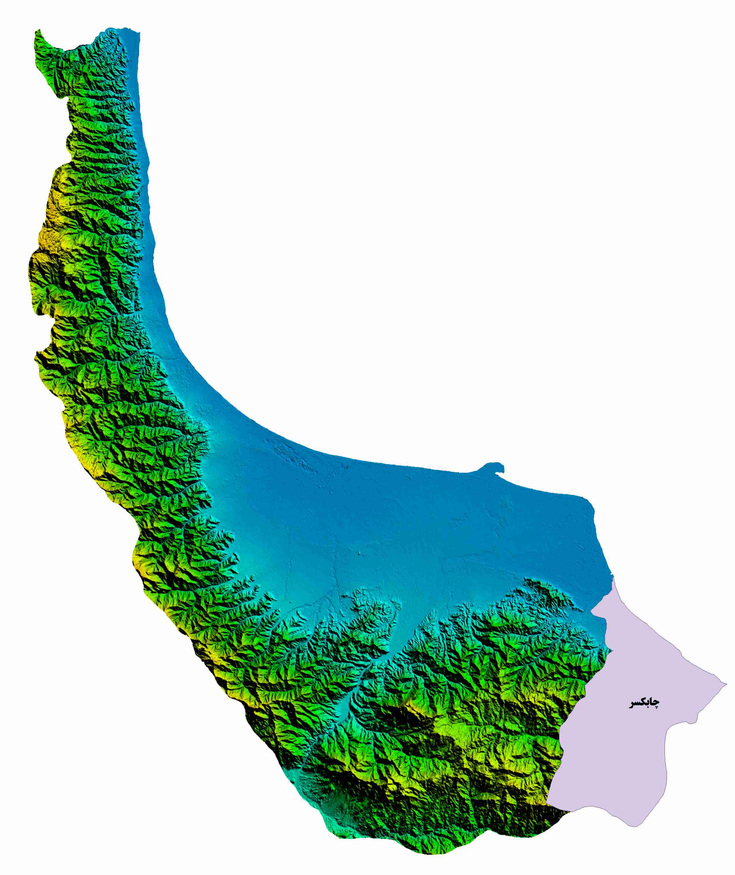 نقشه DEM  استان گیلان -شهرستان چابکسر