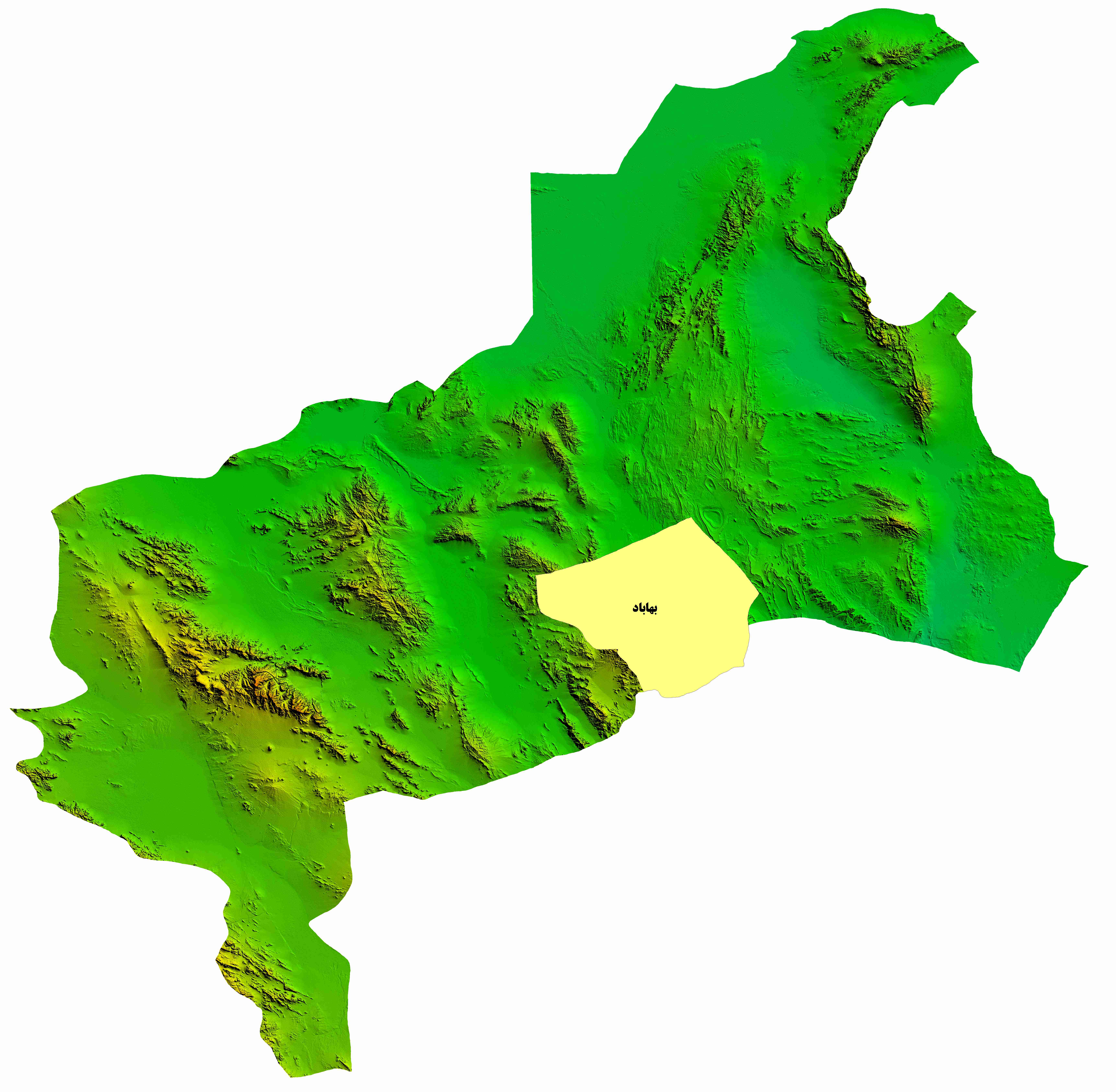 نقشه DEM  استان یزد-شهرستان بهاباد