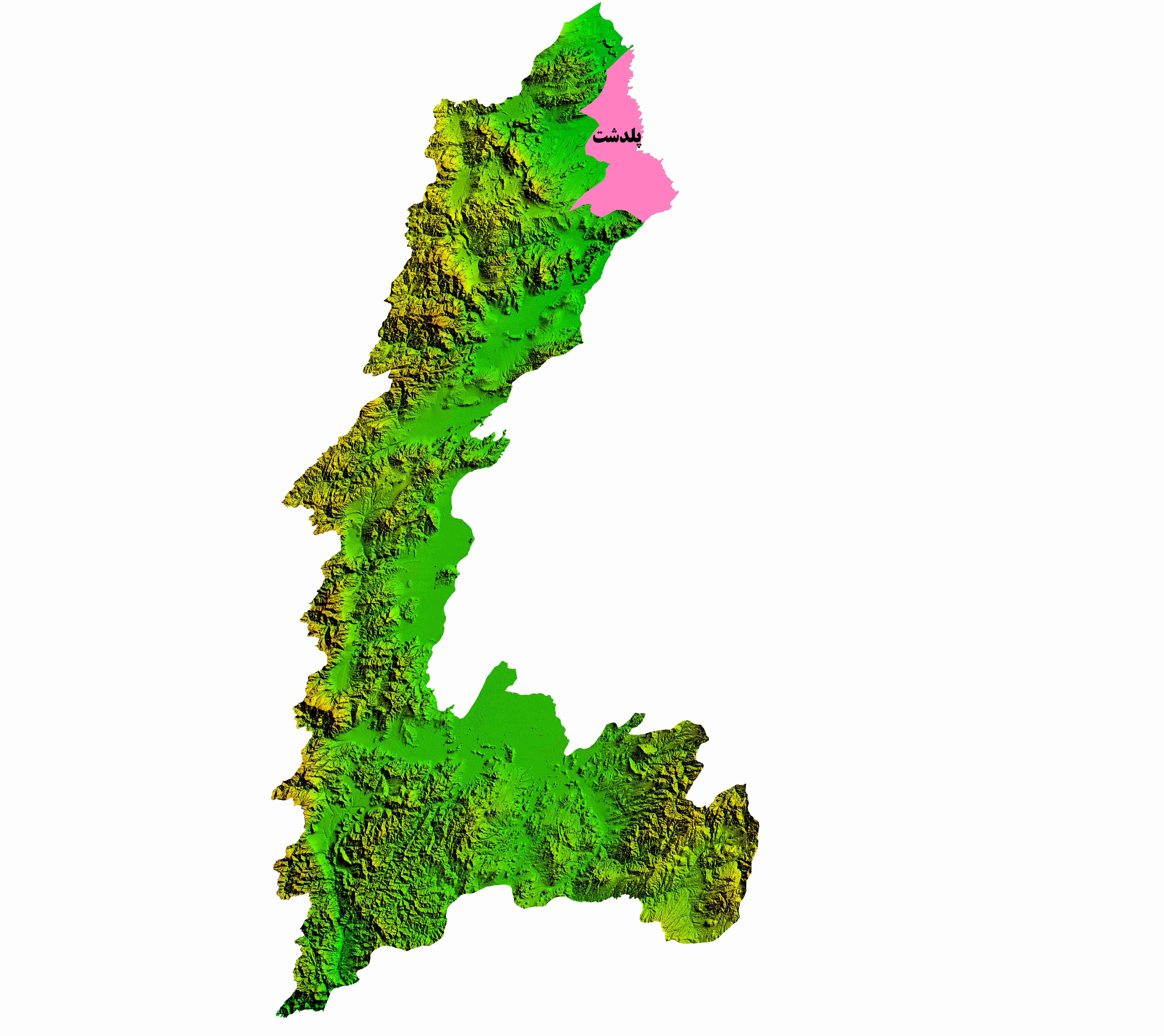 نقشه DEM استان آذربایجان غربی-شهرستان پلدشت