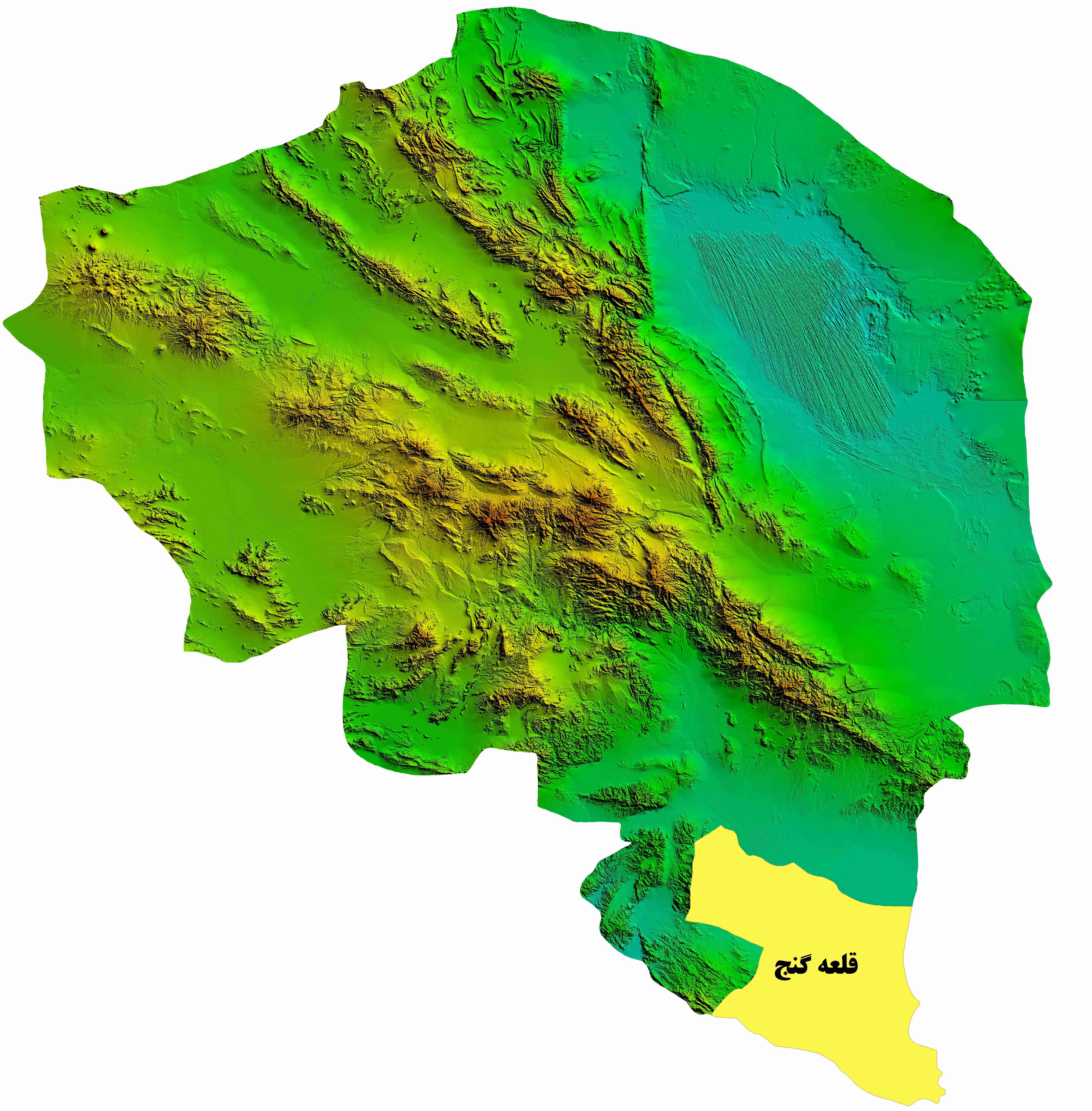 نقشه DEM استان کرمان-شهرستان قلعه گنج